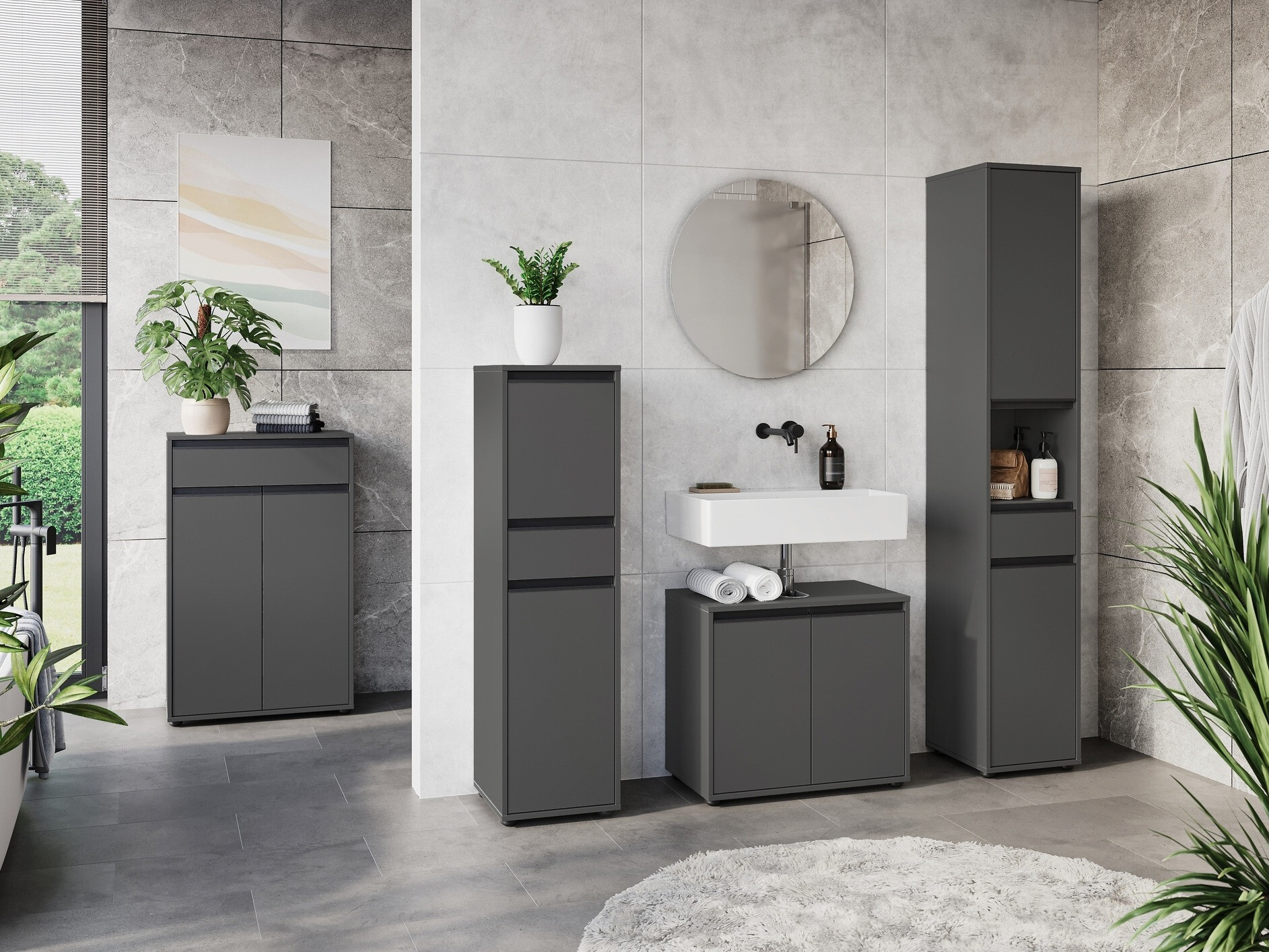 Samostojeći kupaonski ormarić Tensona 102 (Grafit)