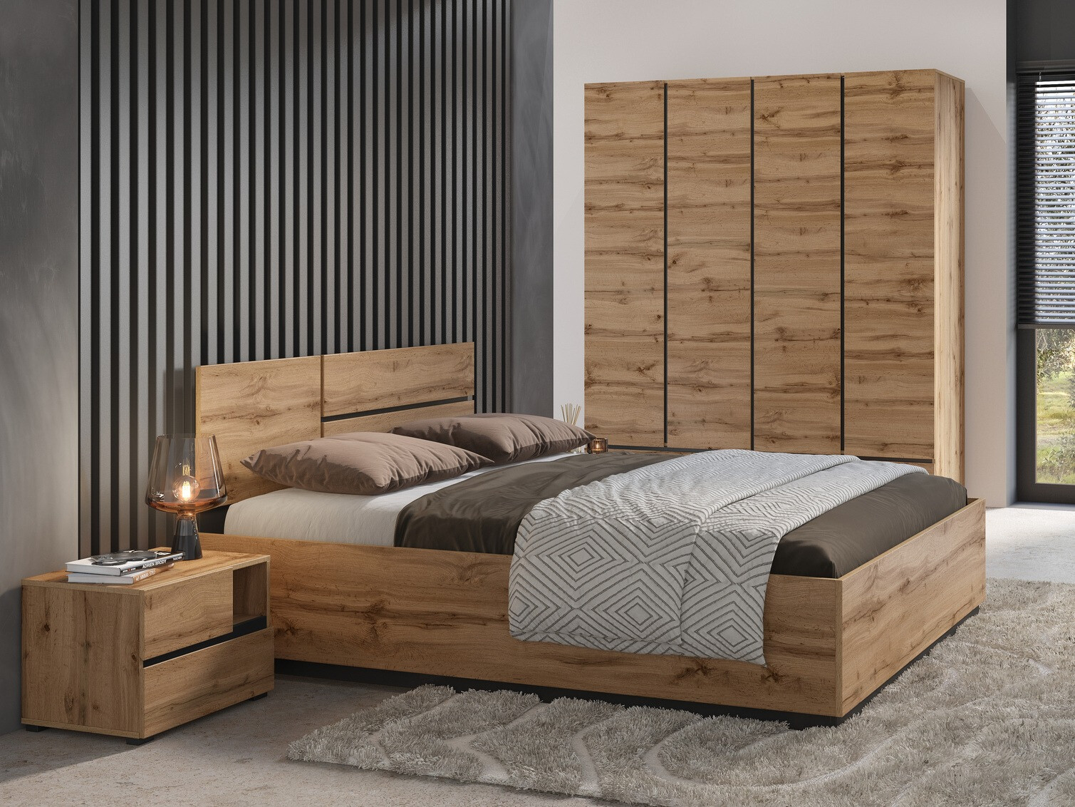 Set za spavaću sobu Alfere 124 (Wotan hrast)