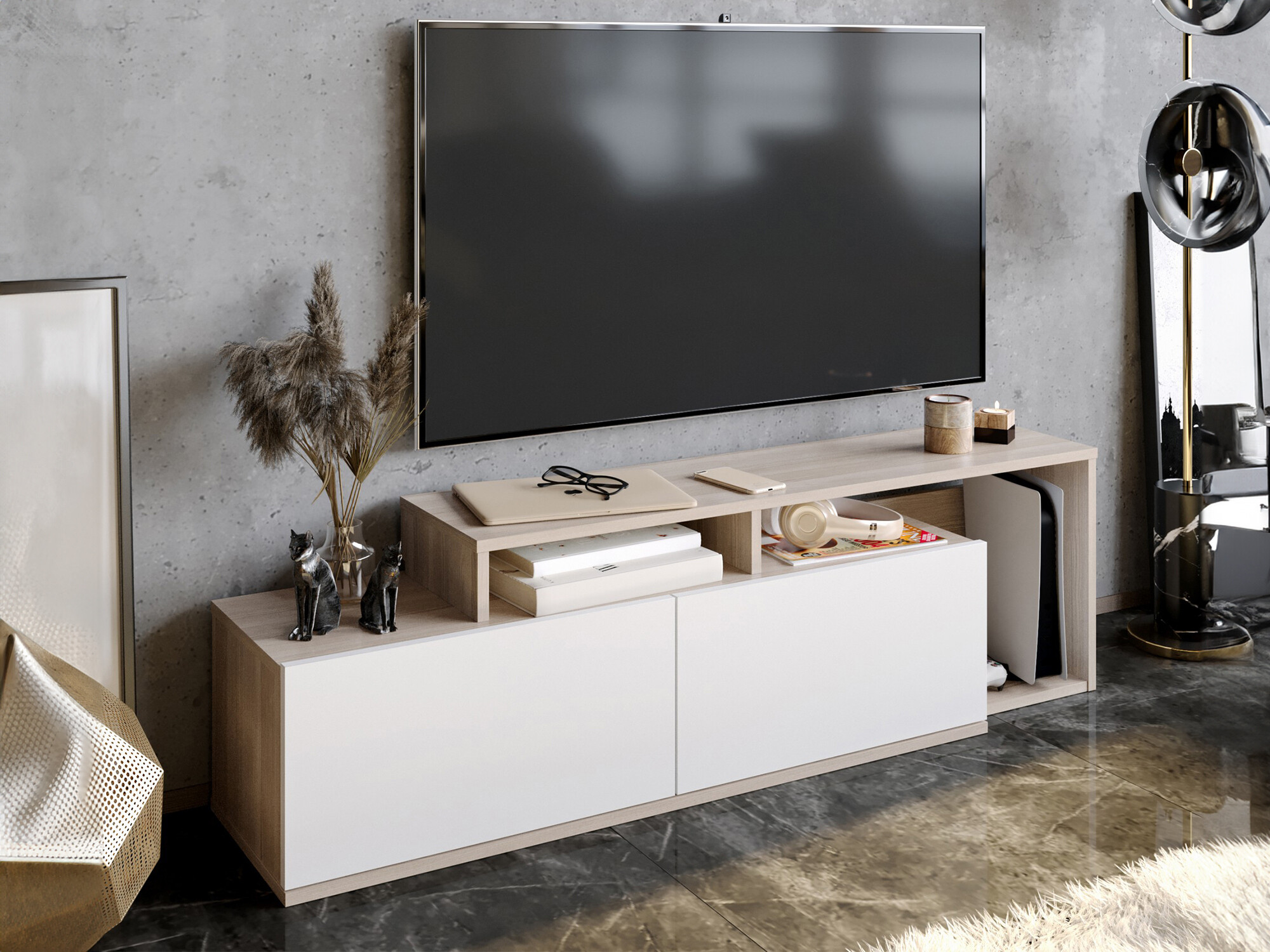 TV stol Kailua 1319 (Bijela + Orah)