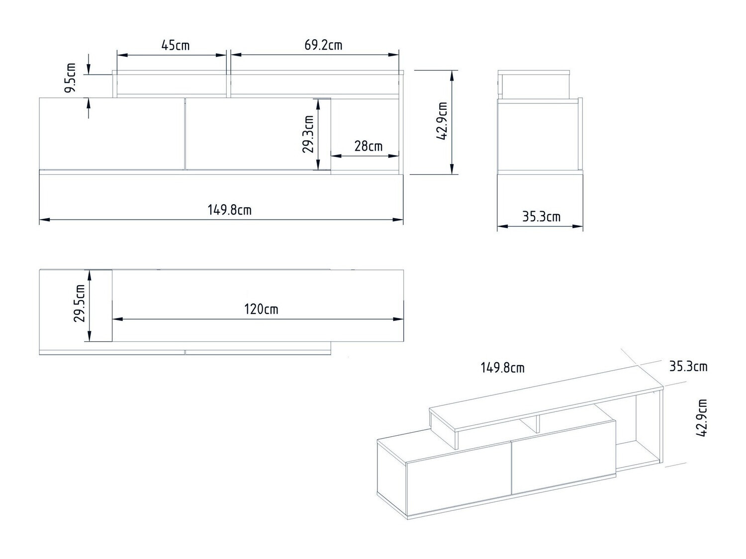 TV stol Kailua 1319 (Crna + Orah)