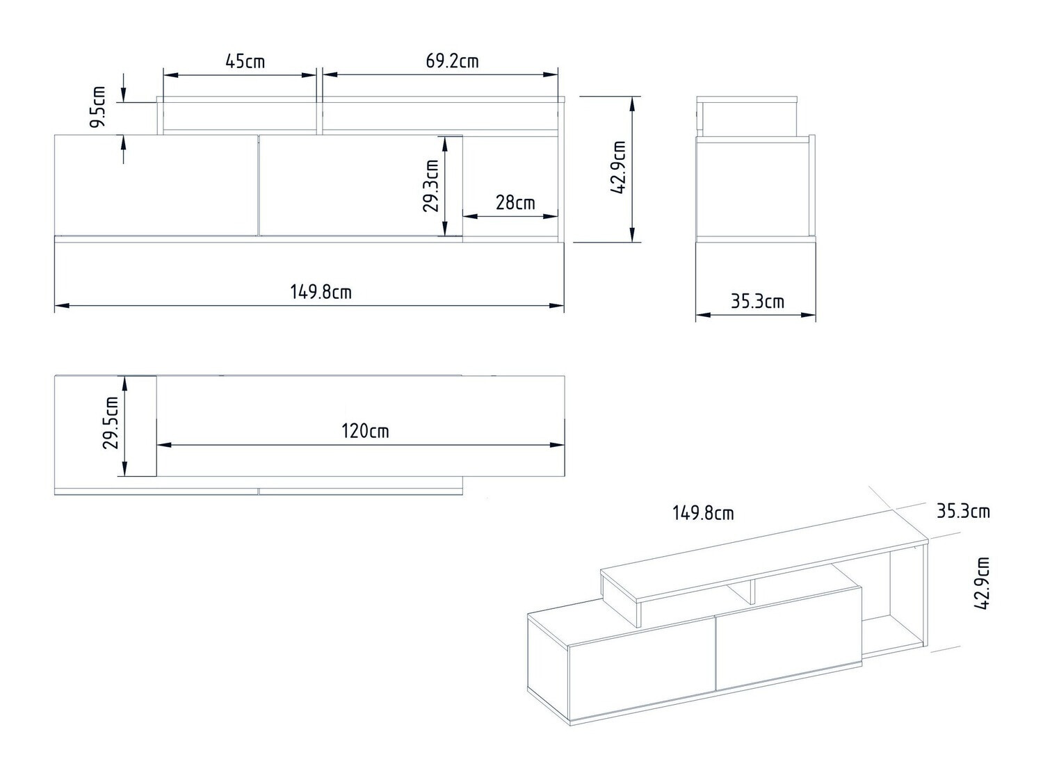 TV stol Kailua 1319 (Orah + Crna)