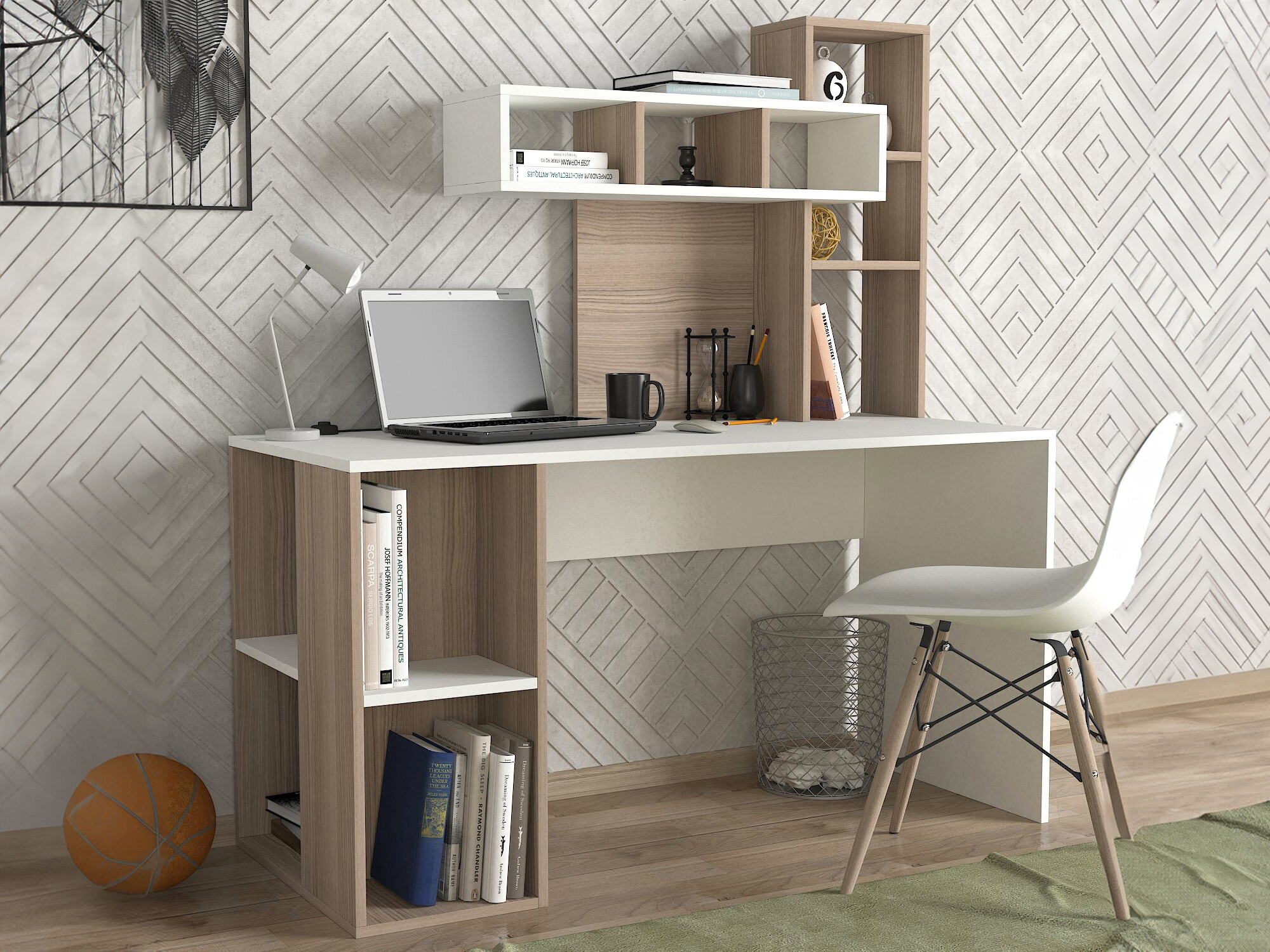 Uredski stol Kailua 296 (Svijetlo smeđa + Bijela)