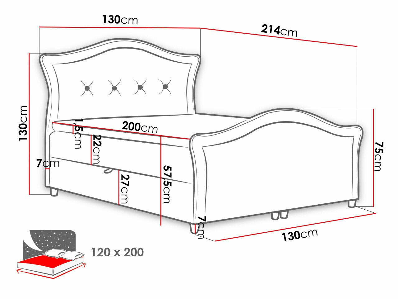 Boxspring krevet Oleum I (Casablanca 2308)
