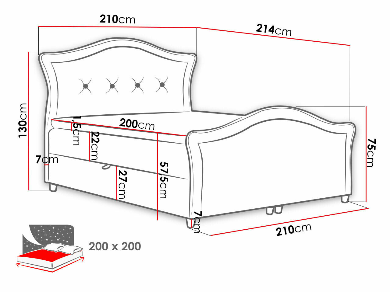 Boxspring krevet Oleum I (Magic Velvet 2260)