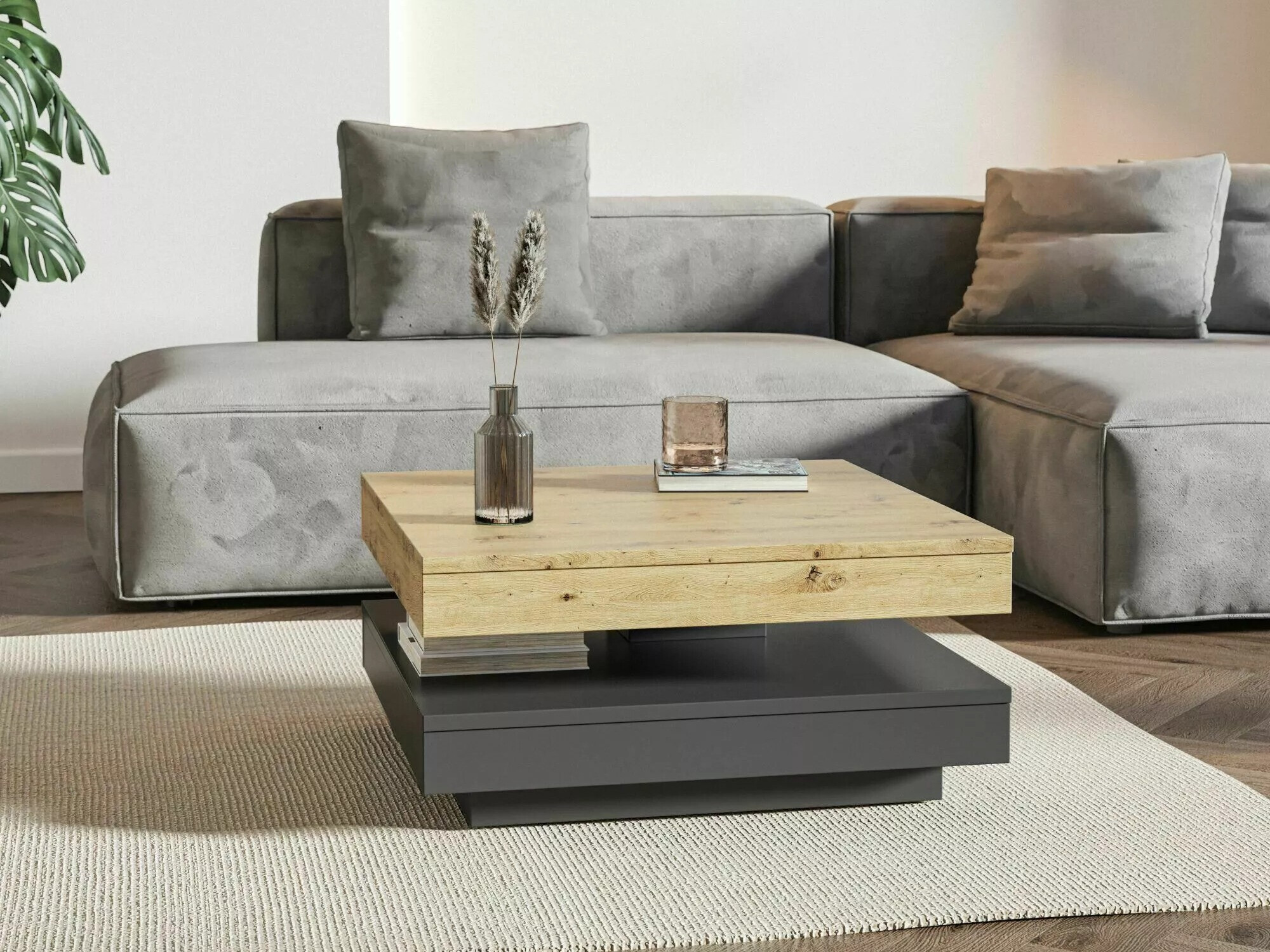 Transformirajući stolić za kavu Detroit 579 (Hrast Artisan + Antracit)