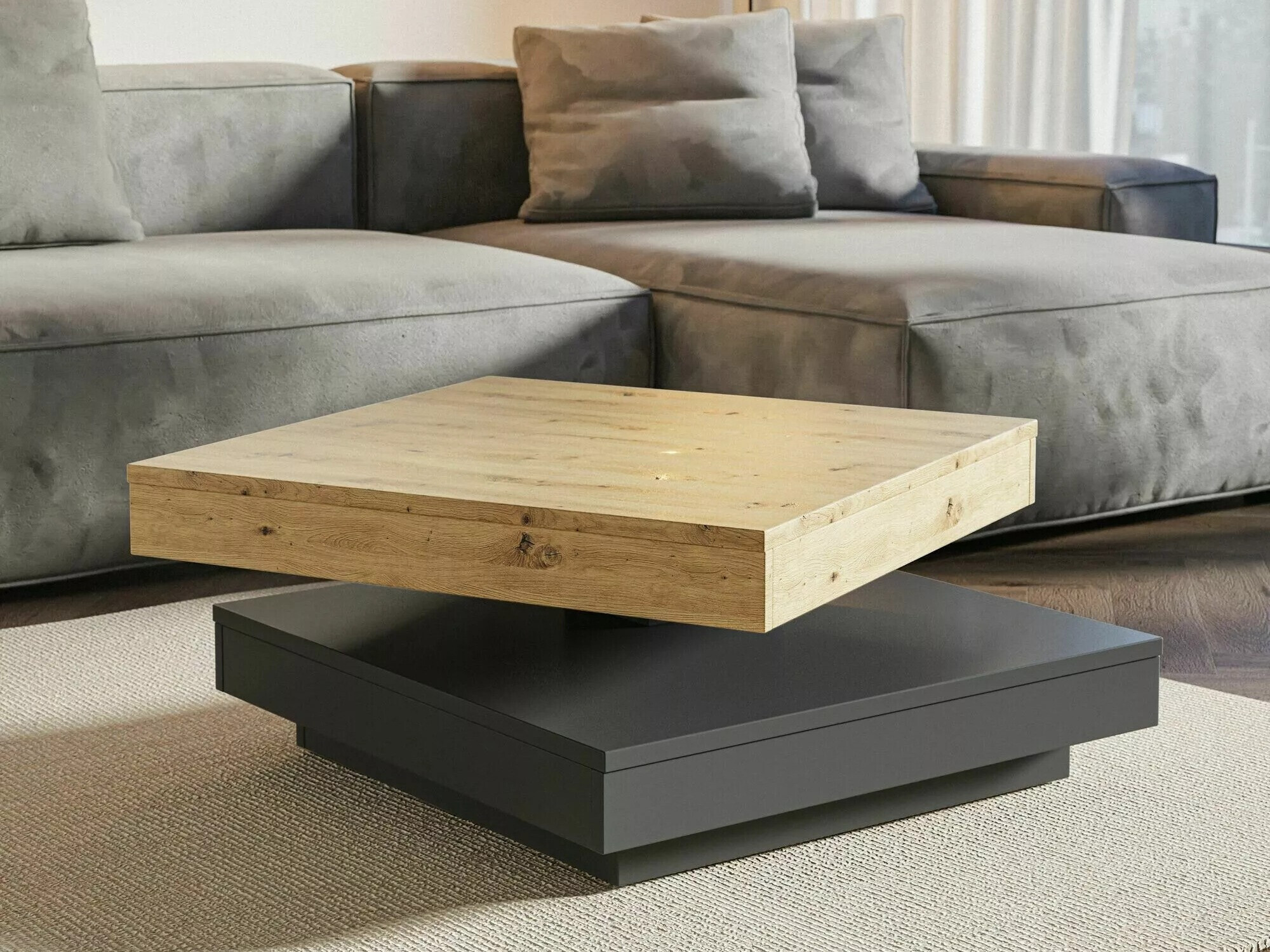 Transformirajući stolić za kavu Detroit 579 (Hrast Artisan + Antracit)