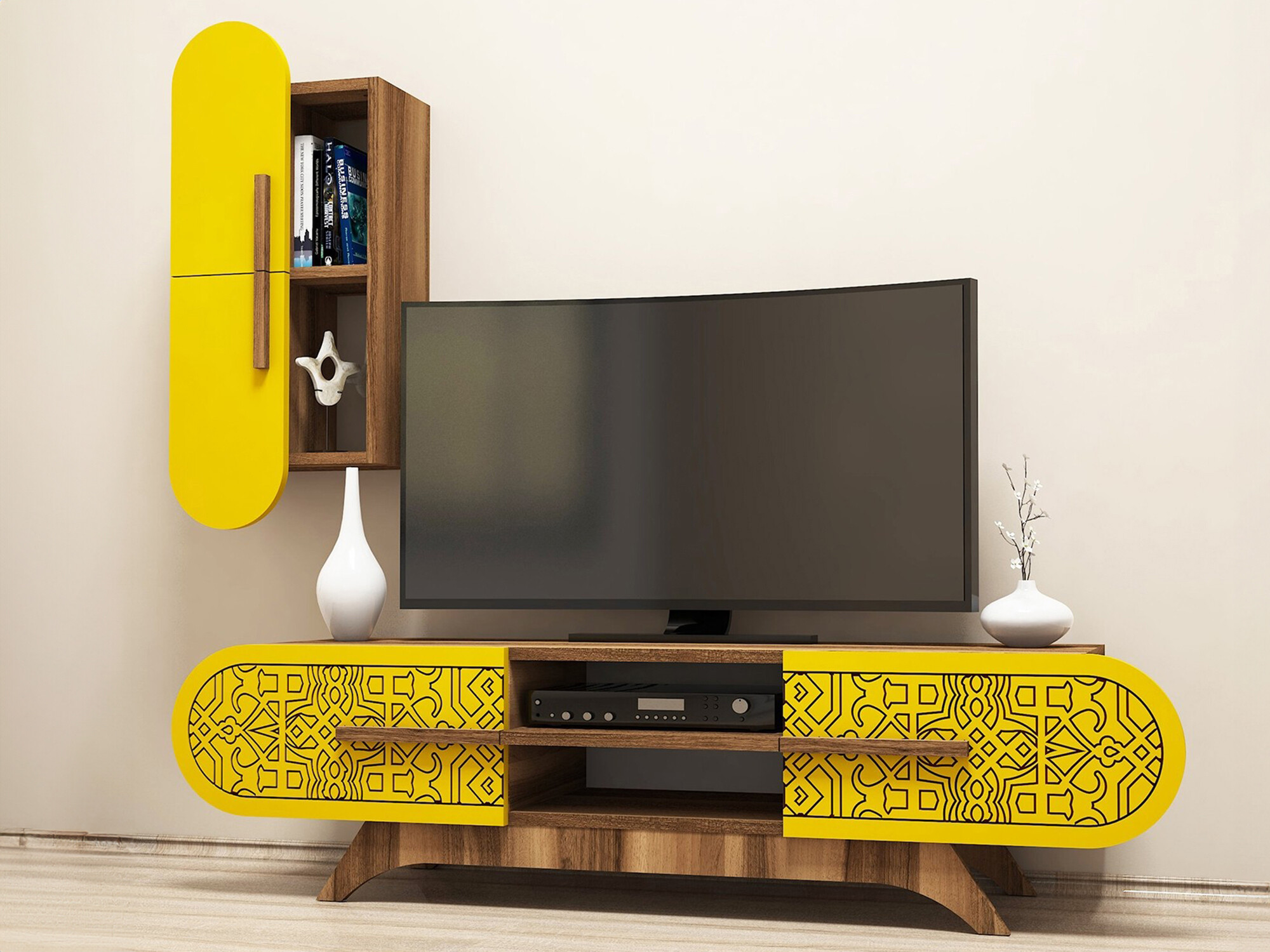 Set za dnevni boravak Kailua 1574 (Orah + Žuta)