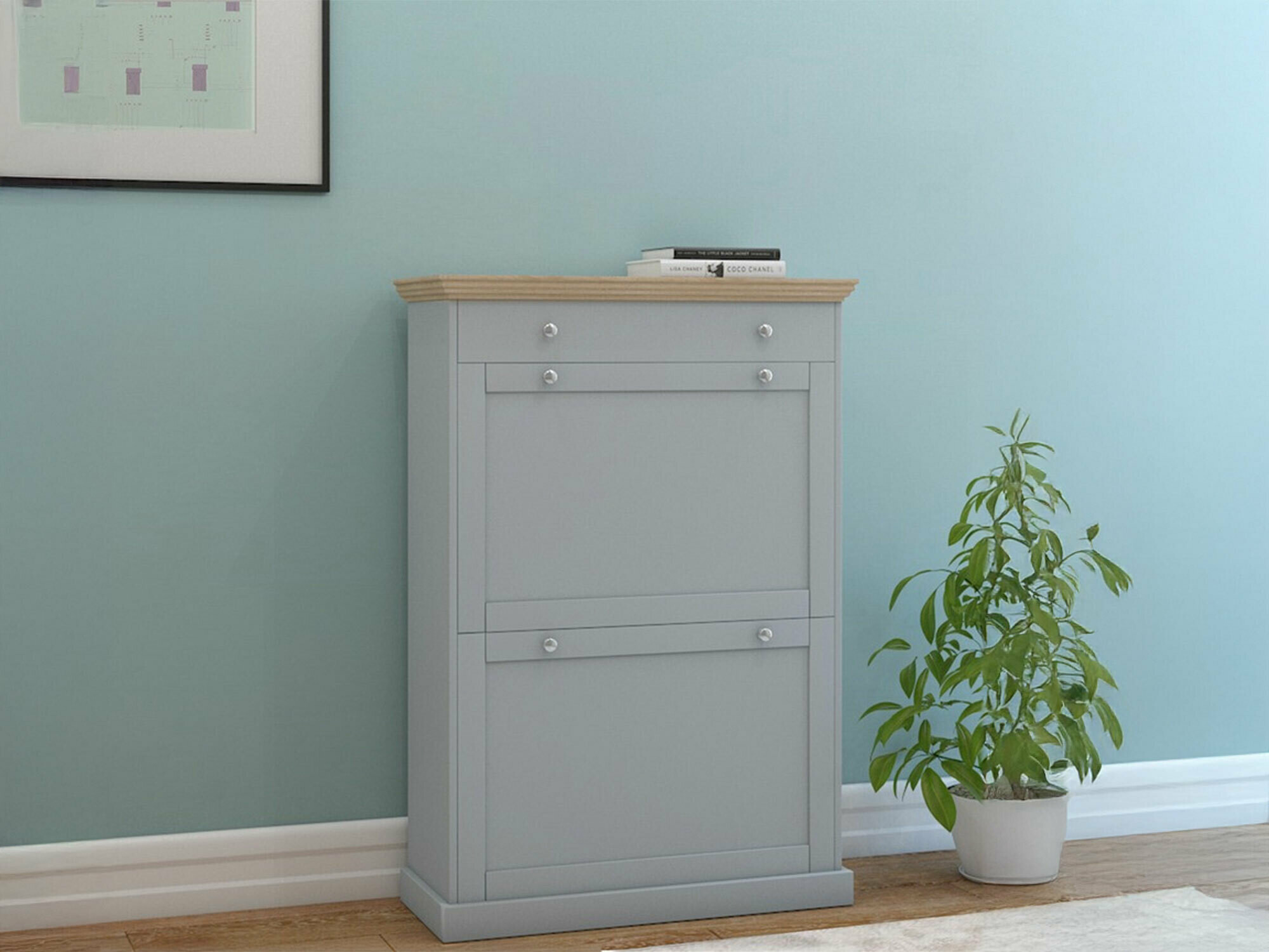 Ormarić za cipele Lirveri 105 (Siva + Svijetli hrast)