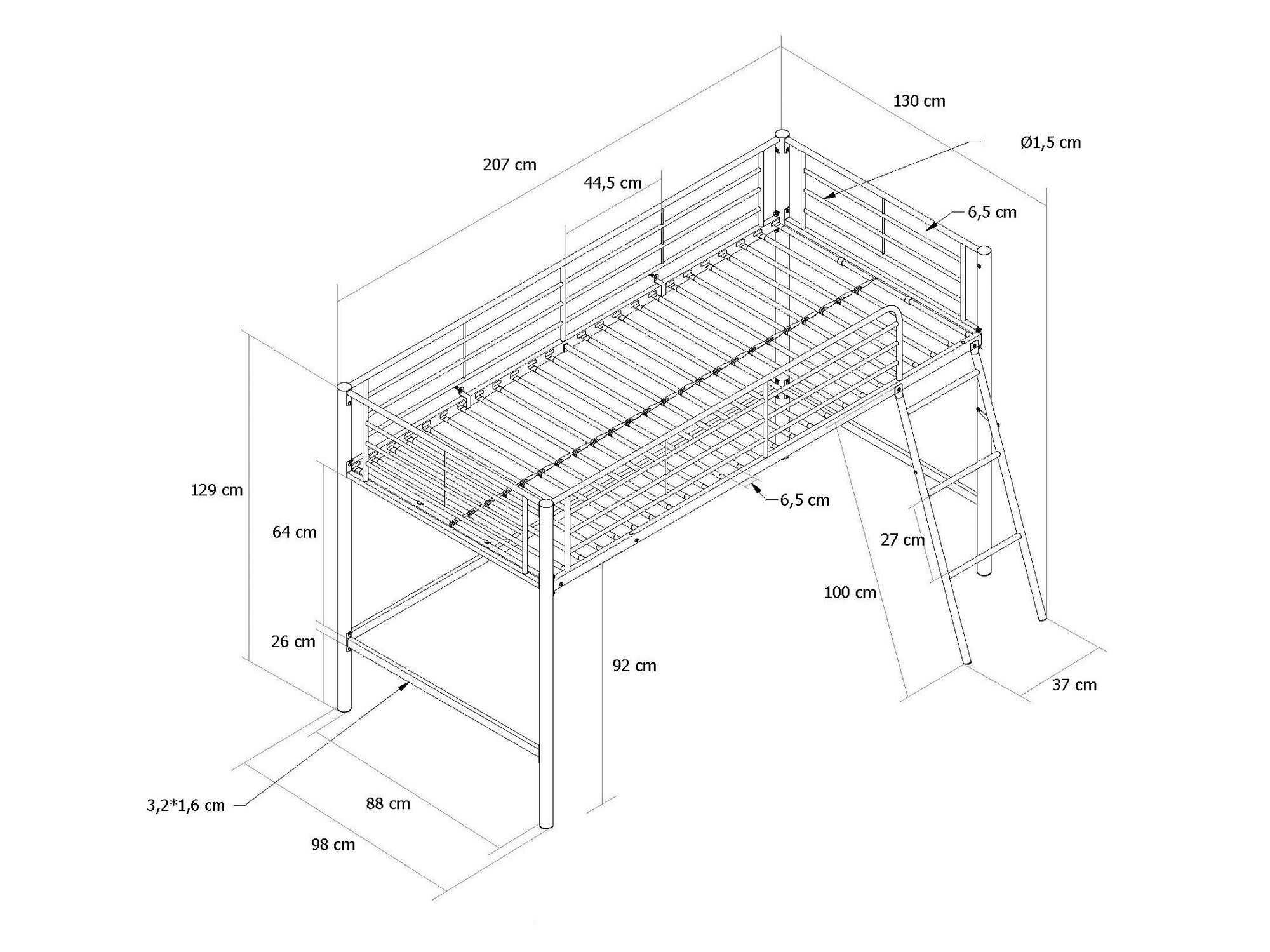 Krevet na platformi Denton 1224 (Bijela)