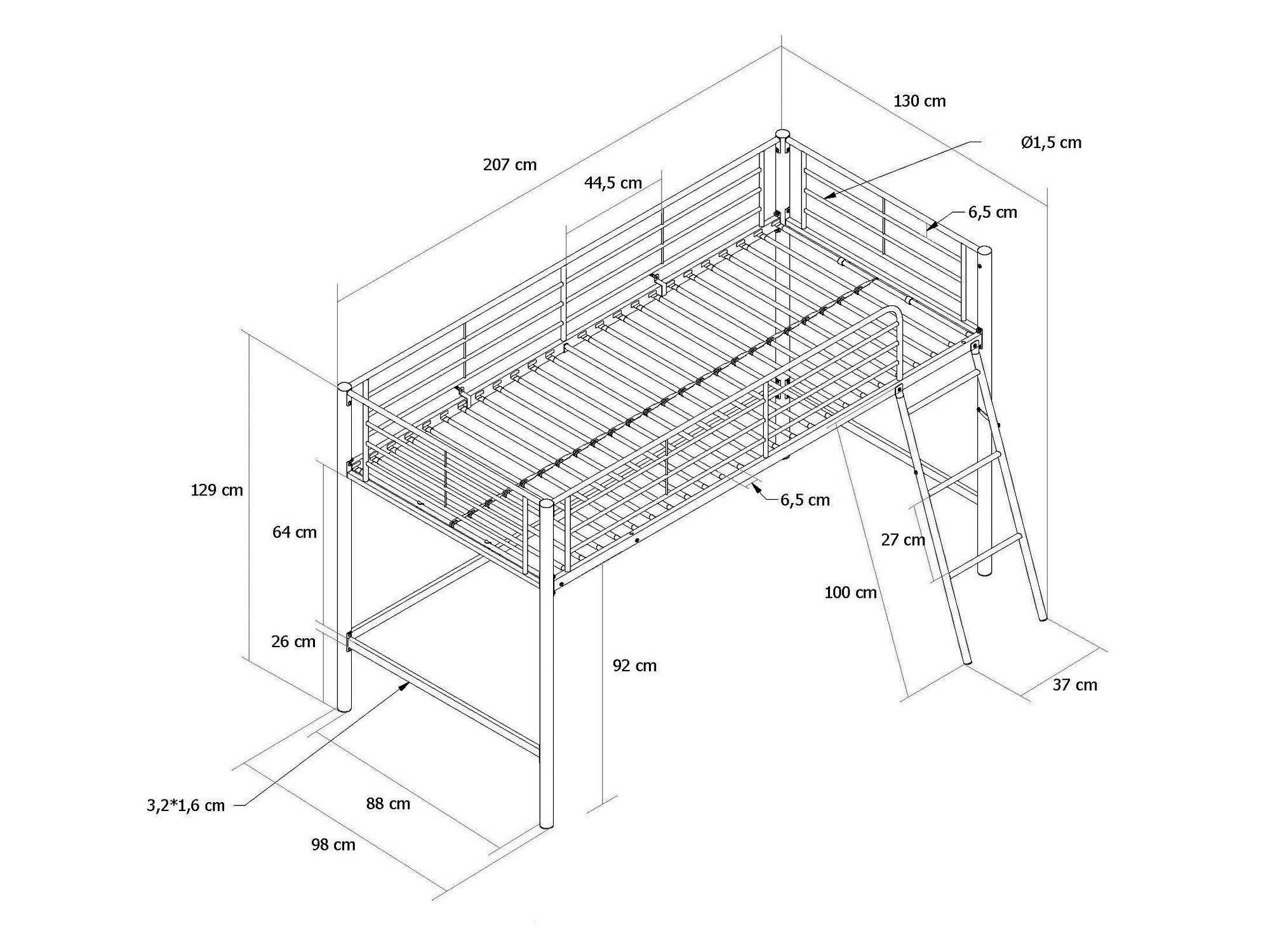 Krevet na platformi Denton 1224 (Crna)