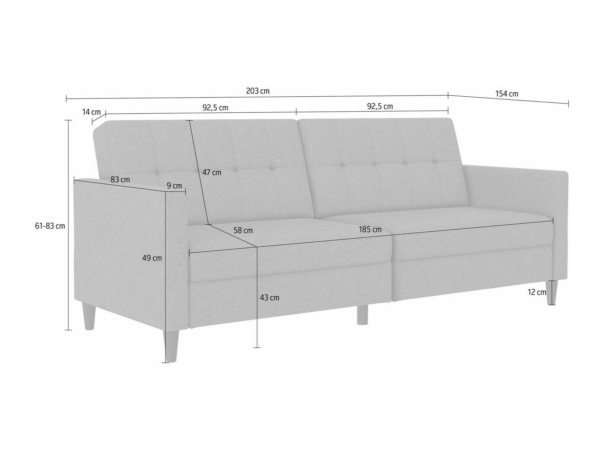Kauč na razvlačenje Tulsa 626 (Svijetlo siva)