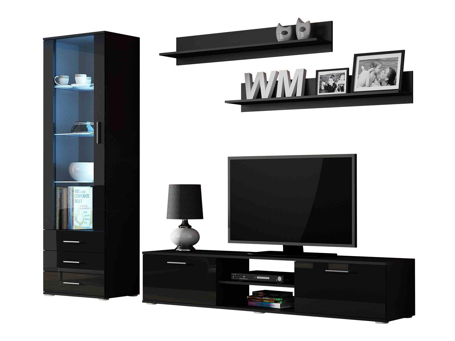 Dnevni boravak Tornola 107 (Crna + Sjajno crna)