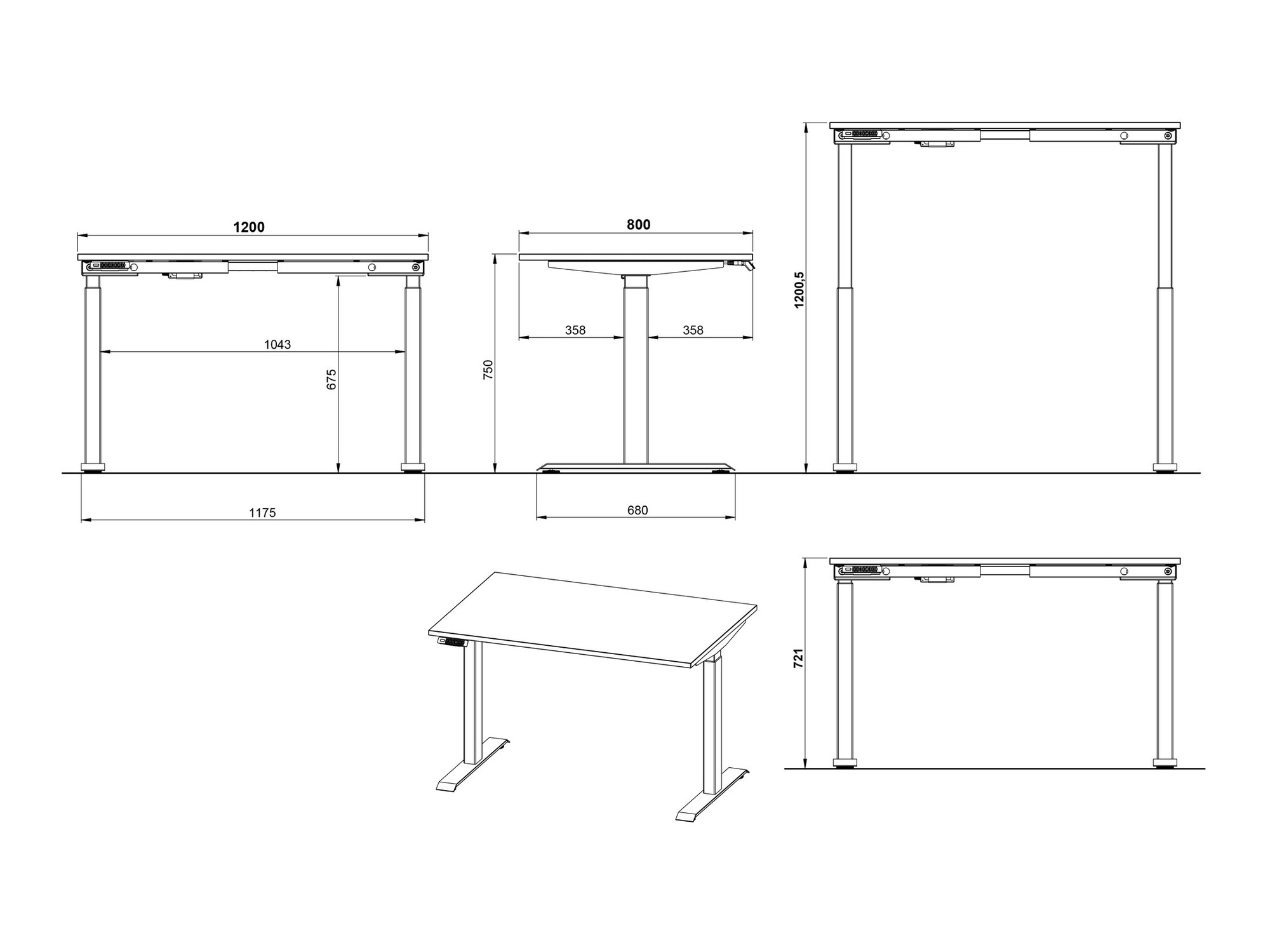 Radni stol podesiv po visini Feltoru 112 (Grafit)