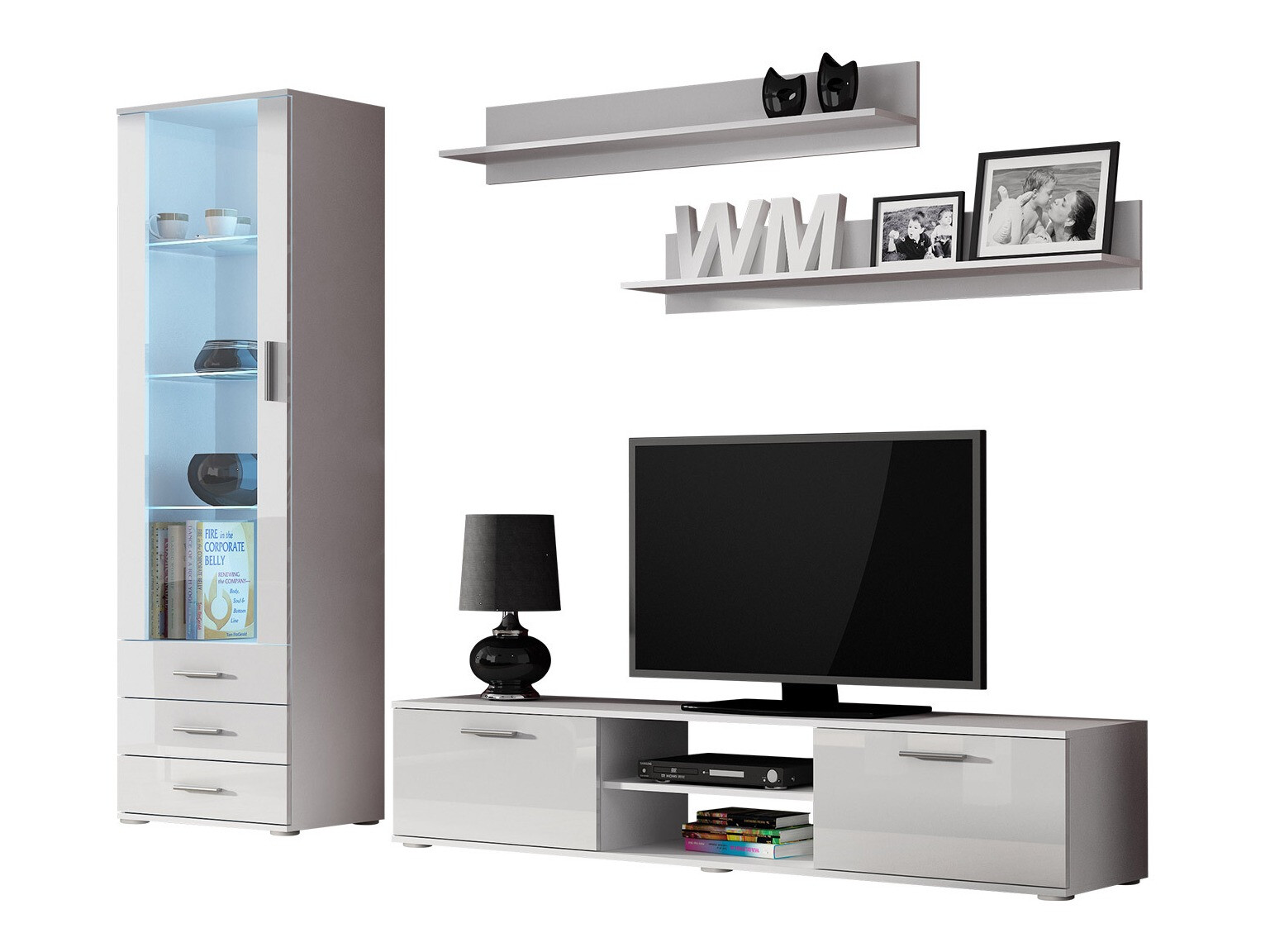 Set za dnevni boravak Tornola 107 (Bijela + Sjajno bijela)