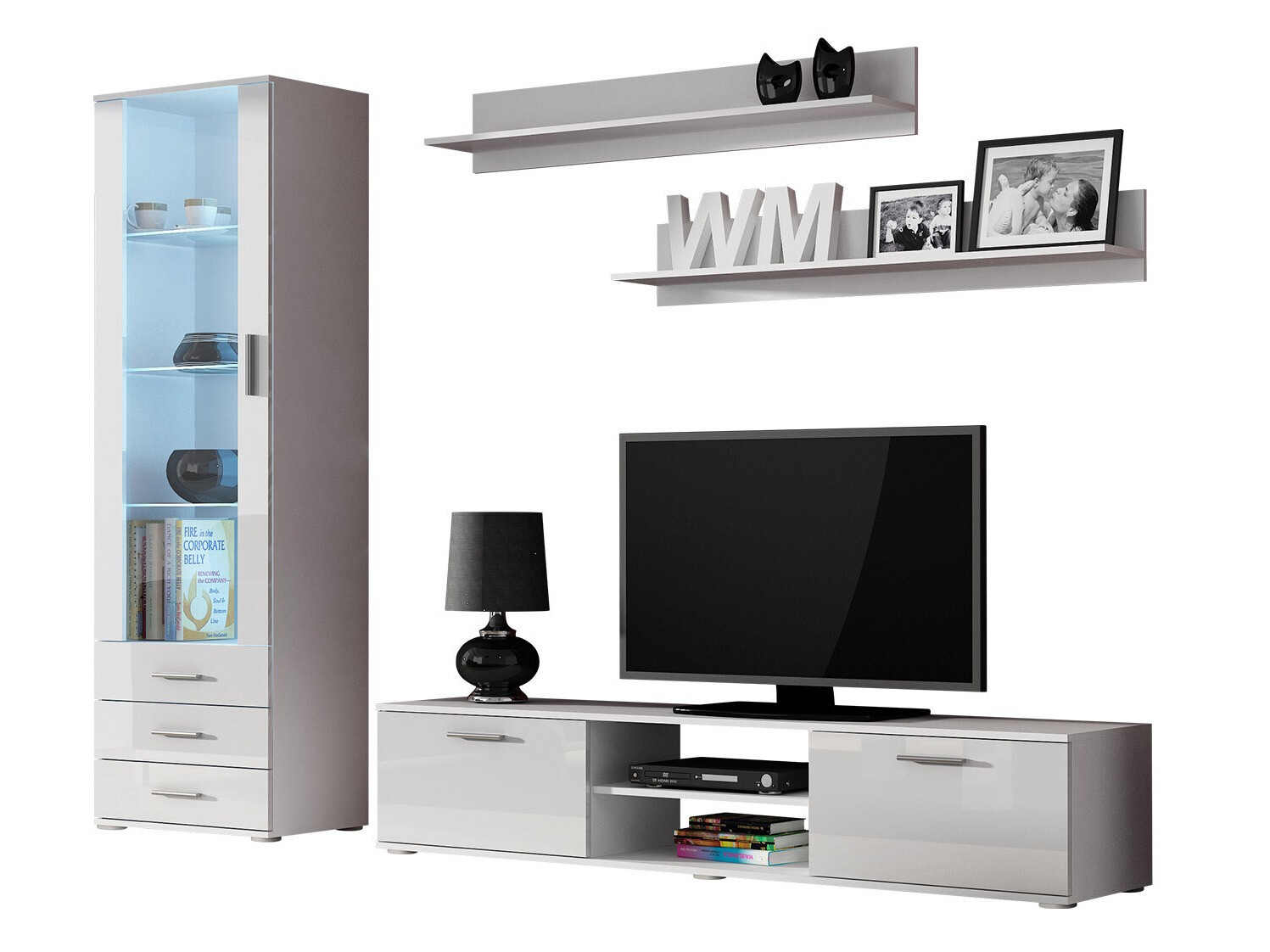 Set za dnevni boravak Tornola 107 (Bijela + Sjajno bijela)