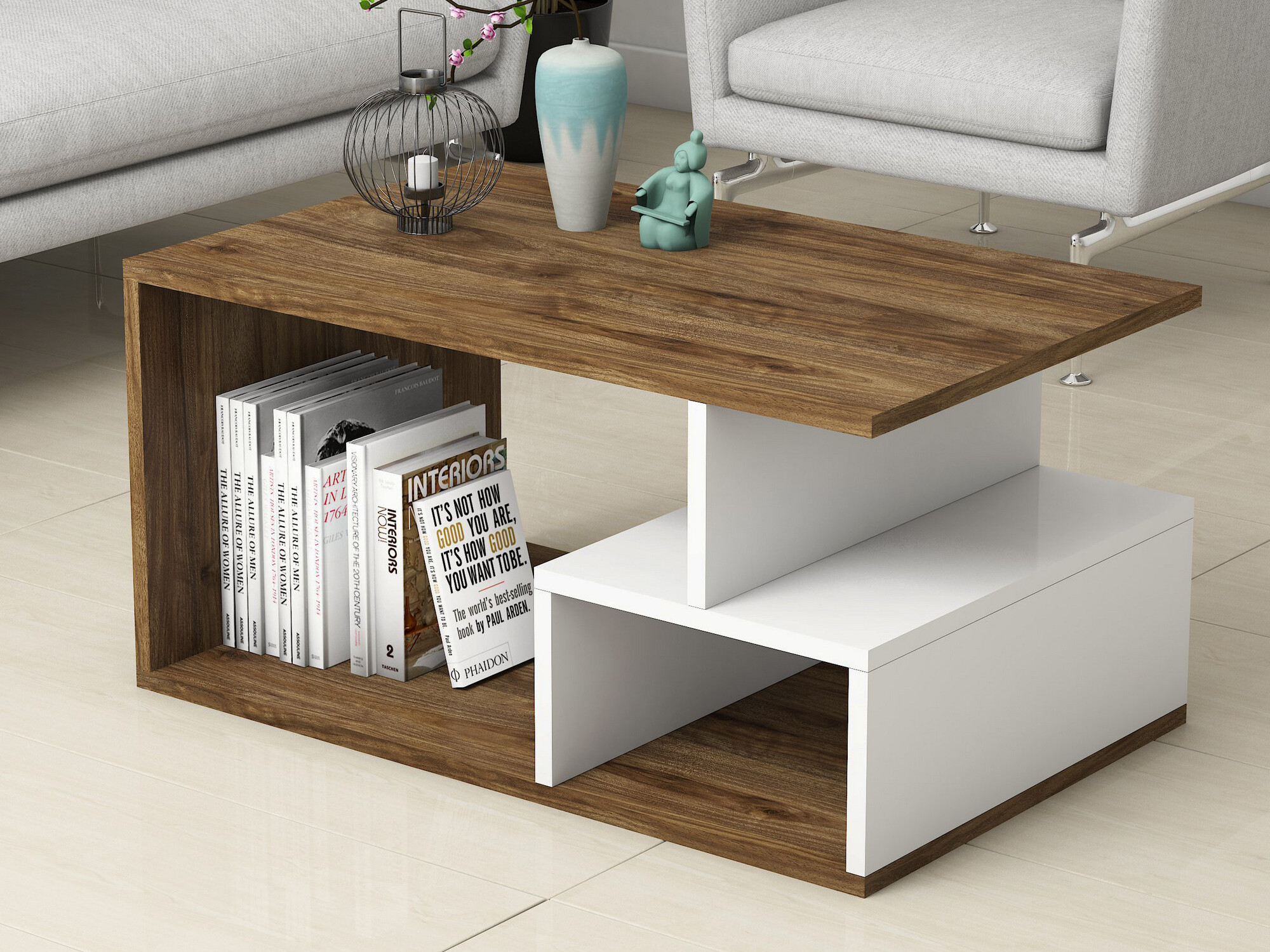 Stolić za kavu Kailua 1104 (Bijela + Orah)