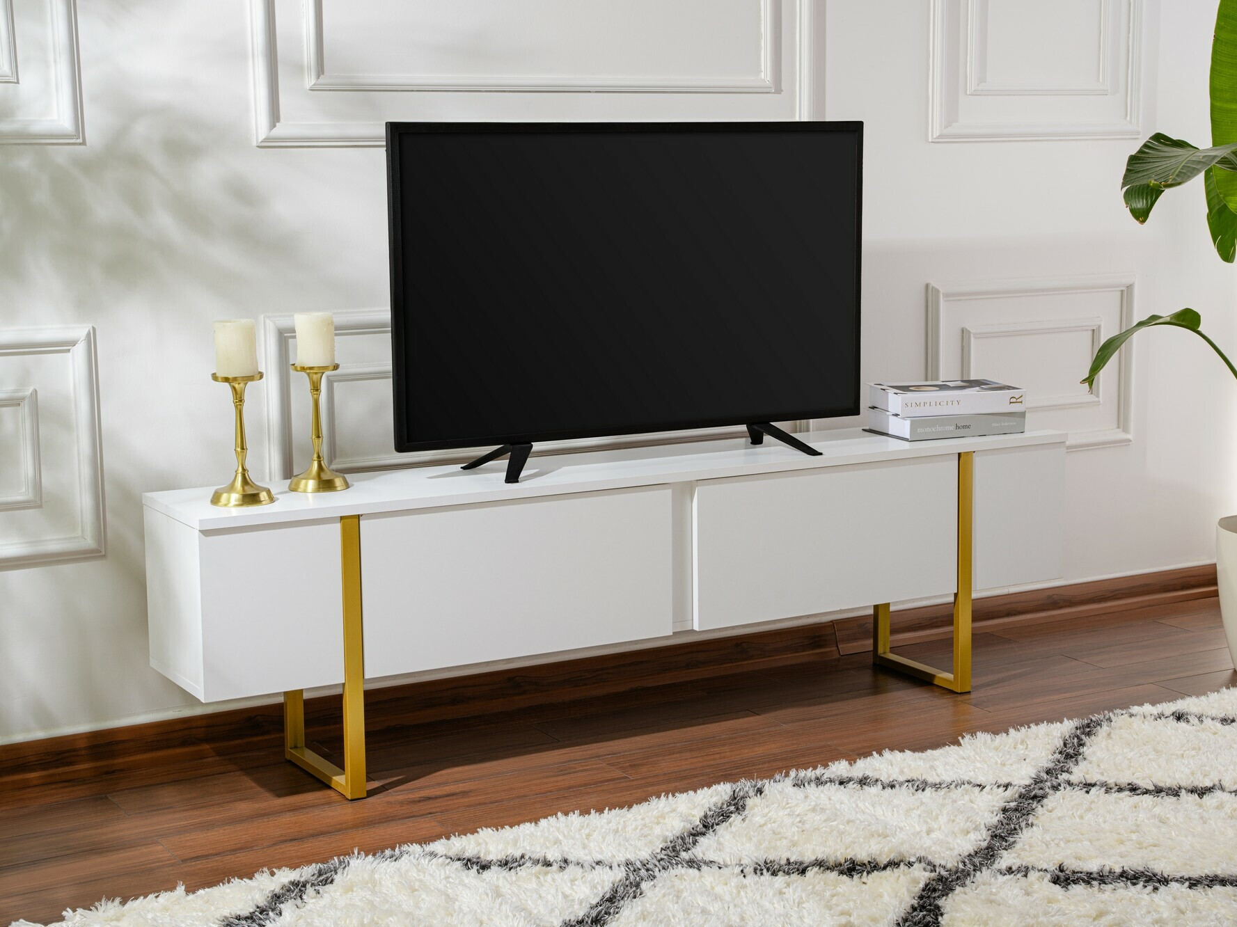 TV stol Novato 105 (Bijela + Zlatna)