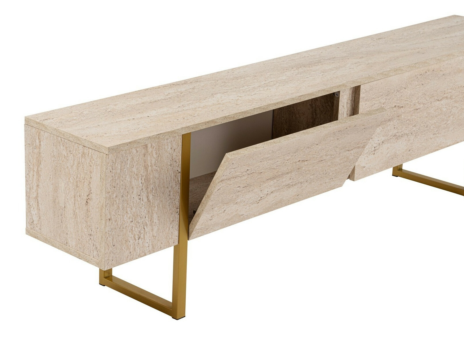 TV stol Novato 105 (Svijetla Travertine + Zlatna)