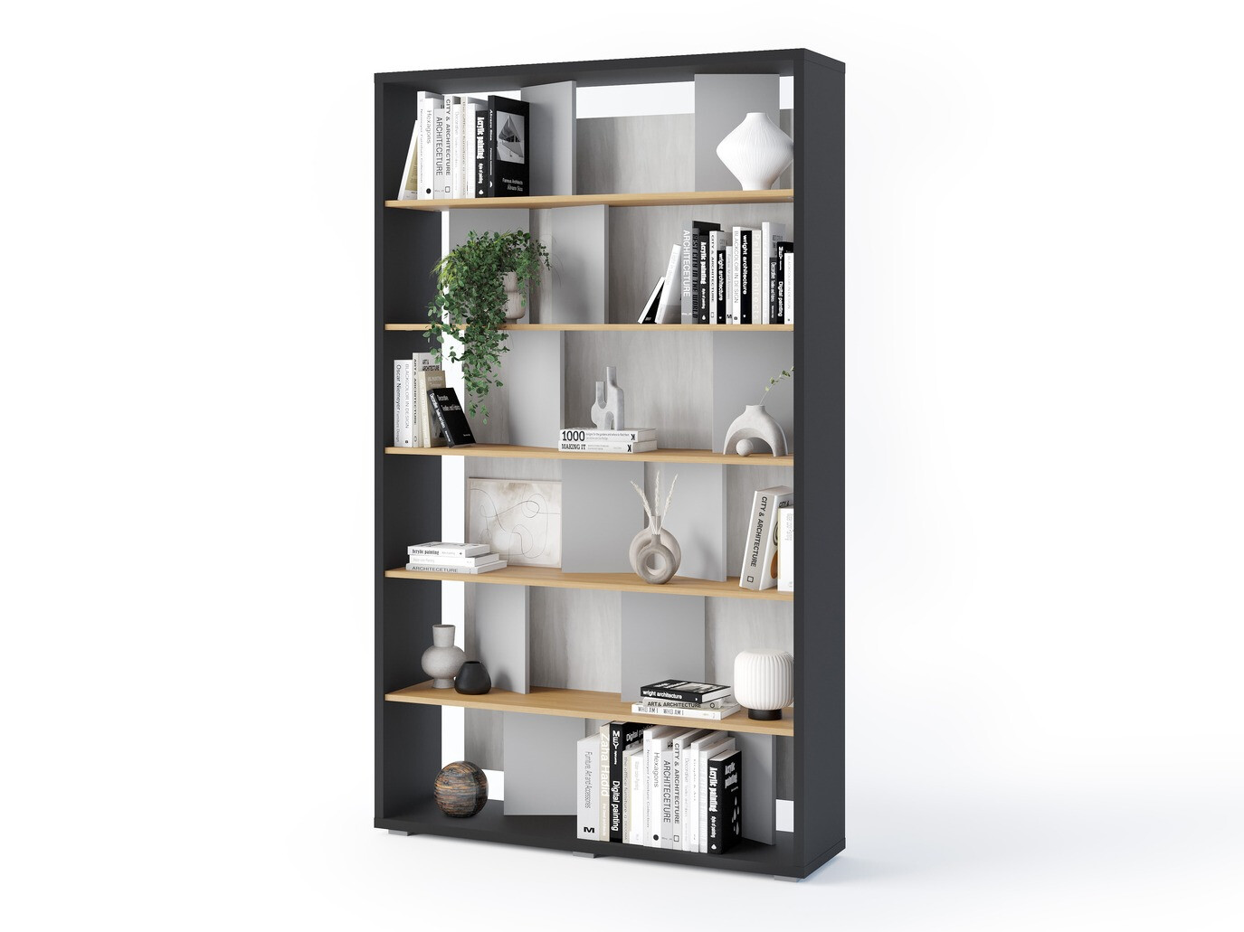 Polica Fresno 154 (Siva + Grafit + Hrast)