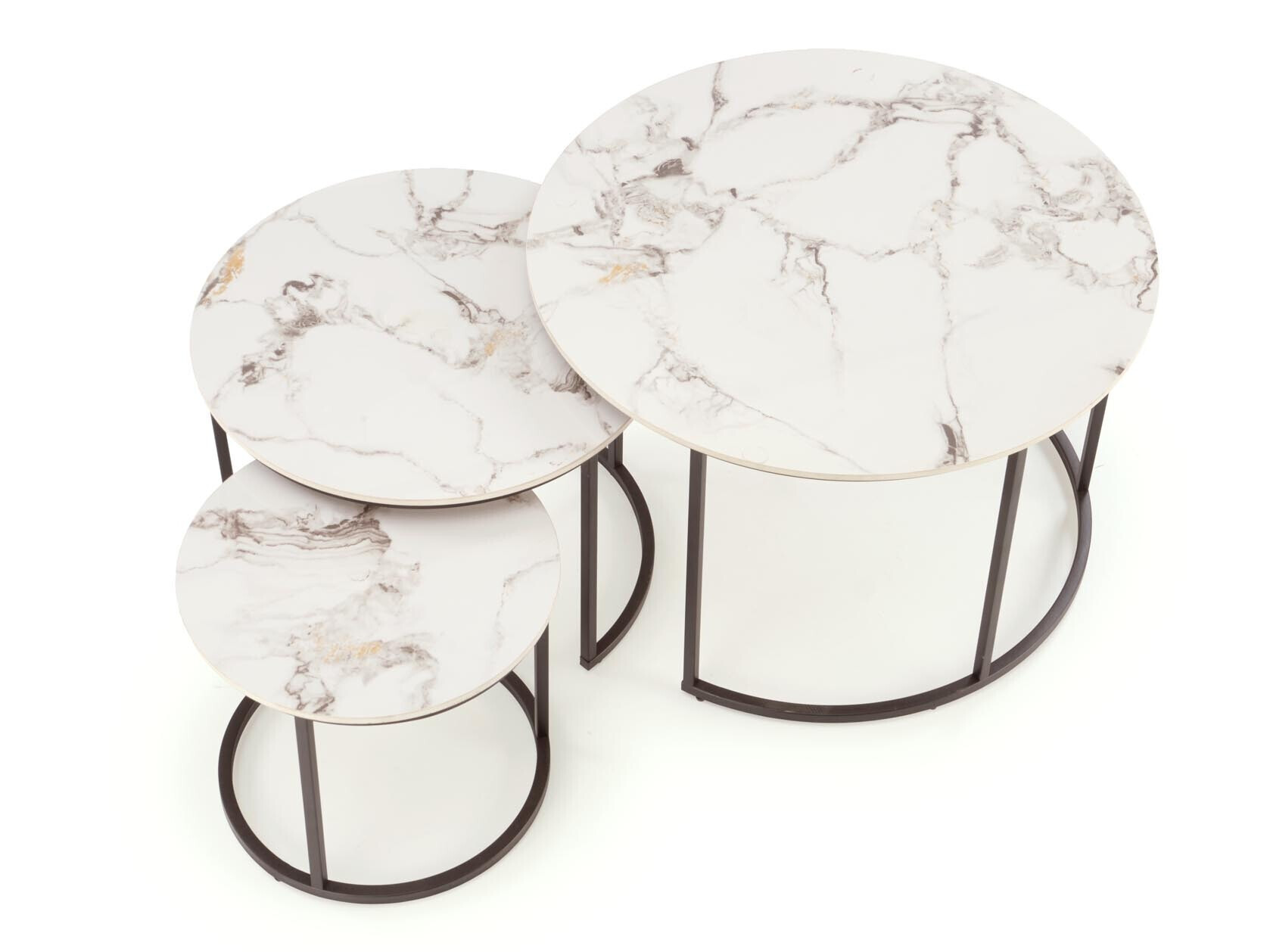 Set stolića za kavu Houston 1884 (Crna + Bijeli mramor)