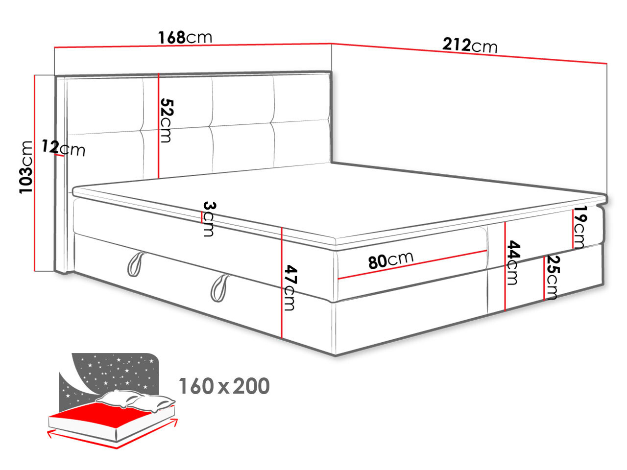 Boxspring krevet ComfiDream Miraena (Zlatni hrast + Soro 100)