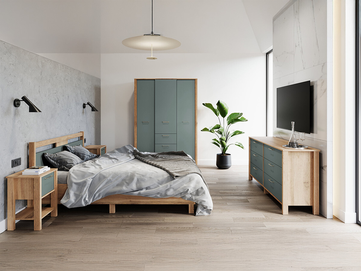 Krevet Venmelu 106 (Hrast Wotan + Zelena)