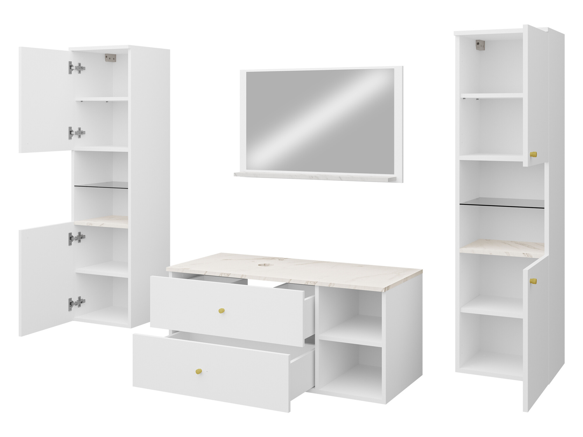 Kupaonski namještaj Salus III (Orah + Bijeli mramor)