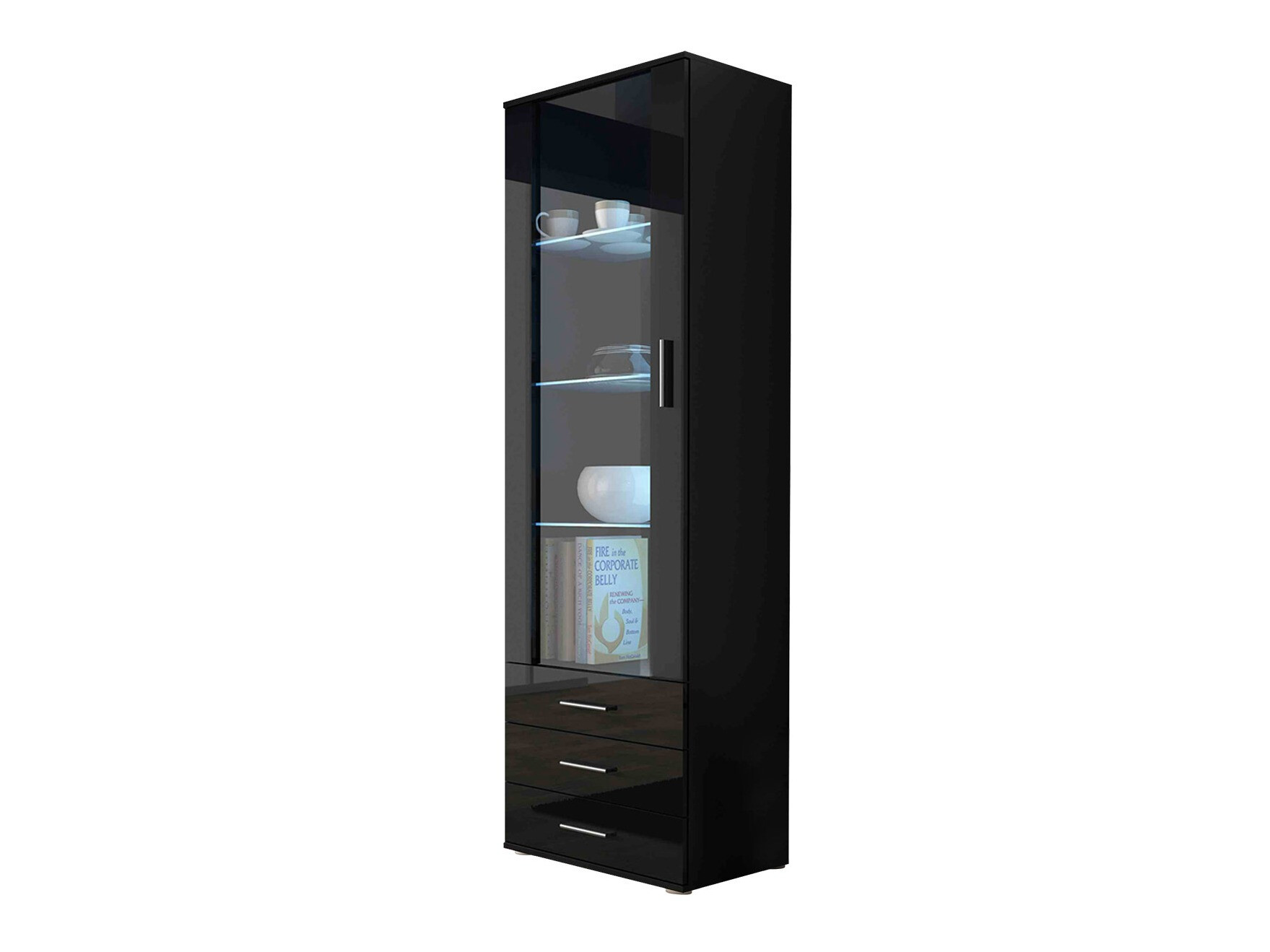 Polica Tornola 102 (Crna + Sjajno crna)