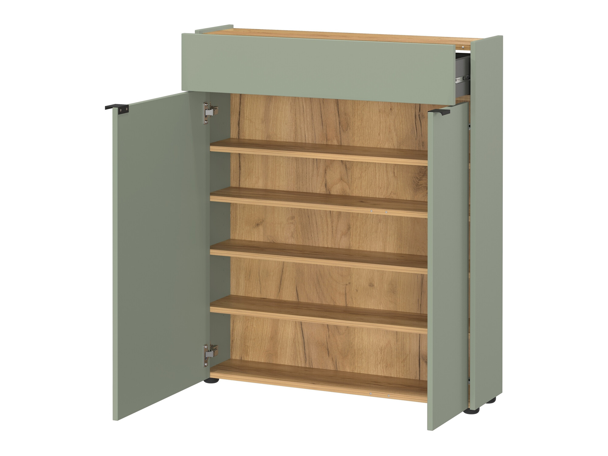 Polica za cipele Cirsale 110 (Zagasito zelena + Navarra hrast)