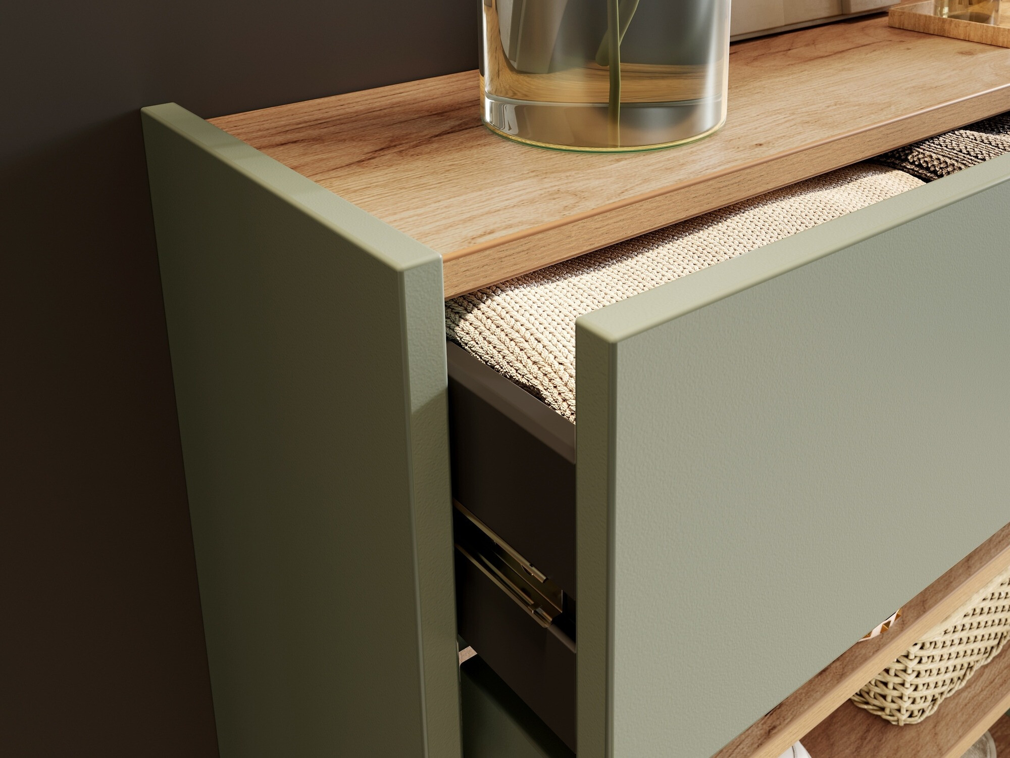 Polica za cipele Cirsale 110 (Zagasito zelena + Navarra hrast)