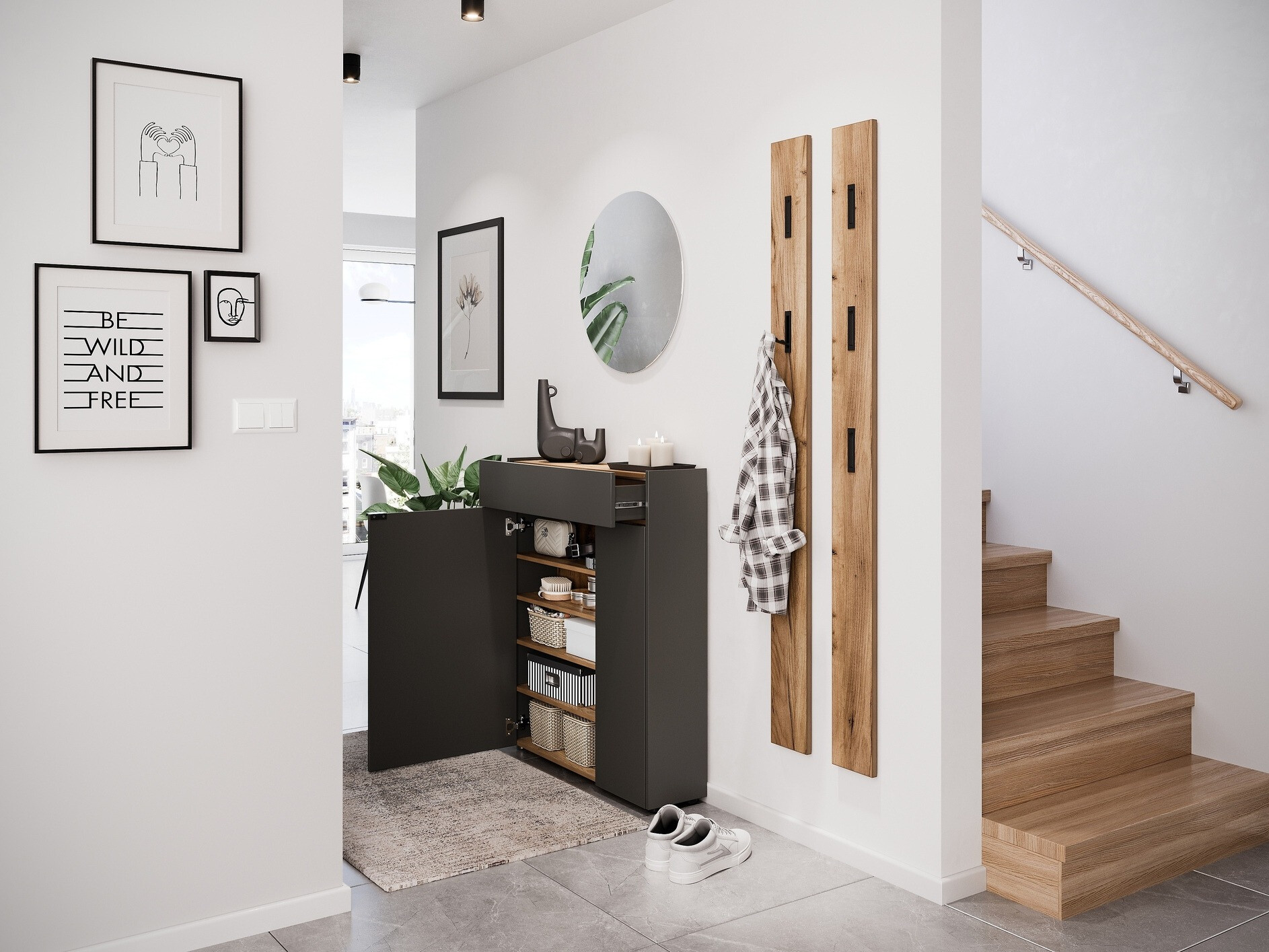 Set za hodnik Cirsale 111 (Grafit + Navarra hrast)