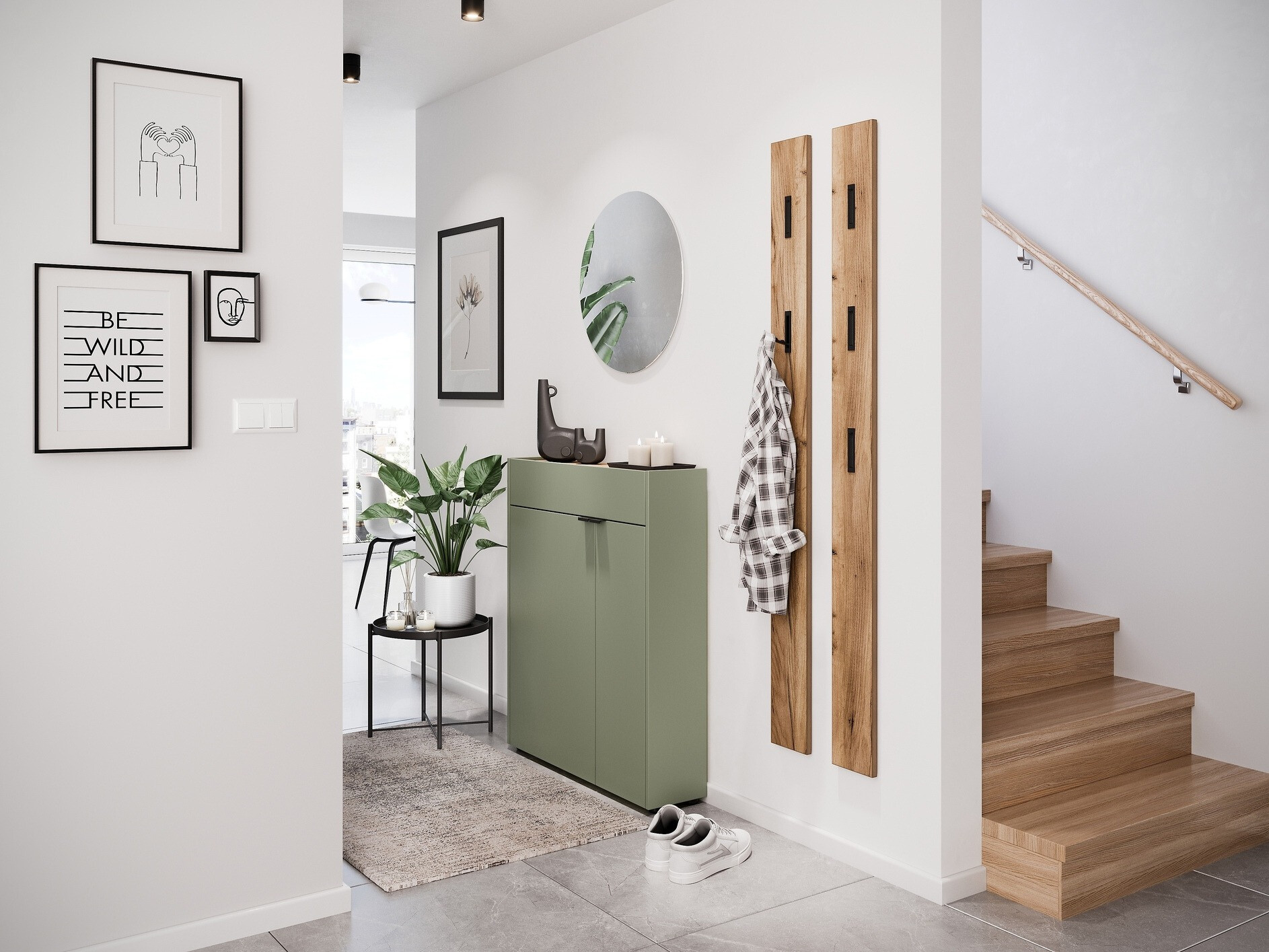 Set za hodnik Cirsale 111 (Zagasito zelena + Navarra hrast)