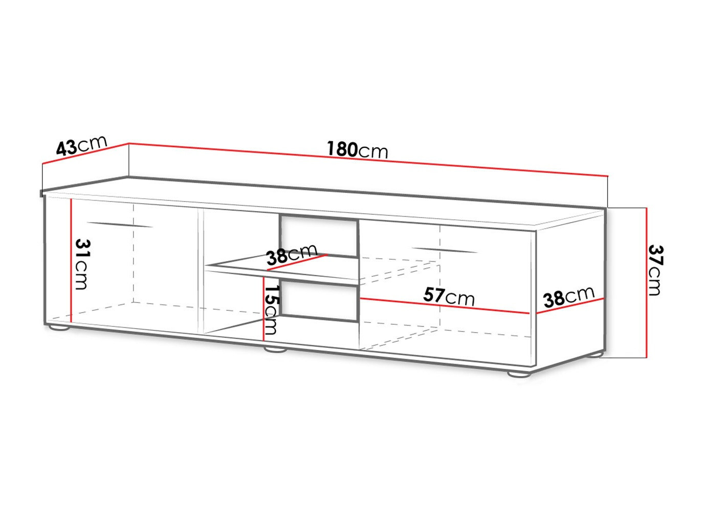 TV stol Tornola 101 (Crna + Sjajno crna)