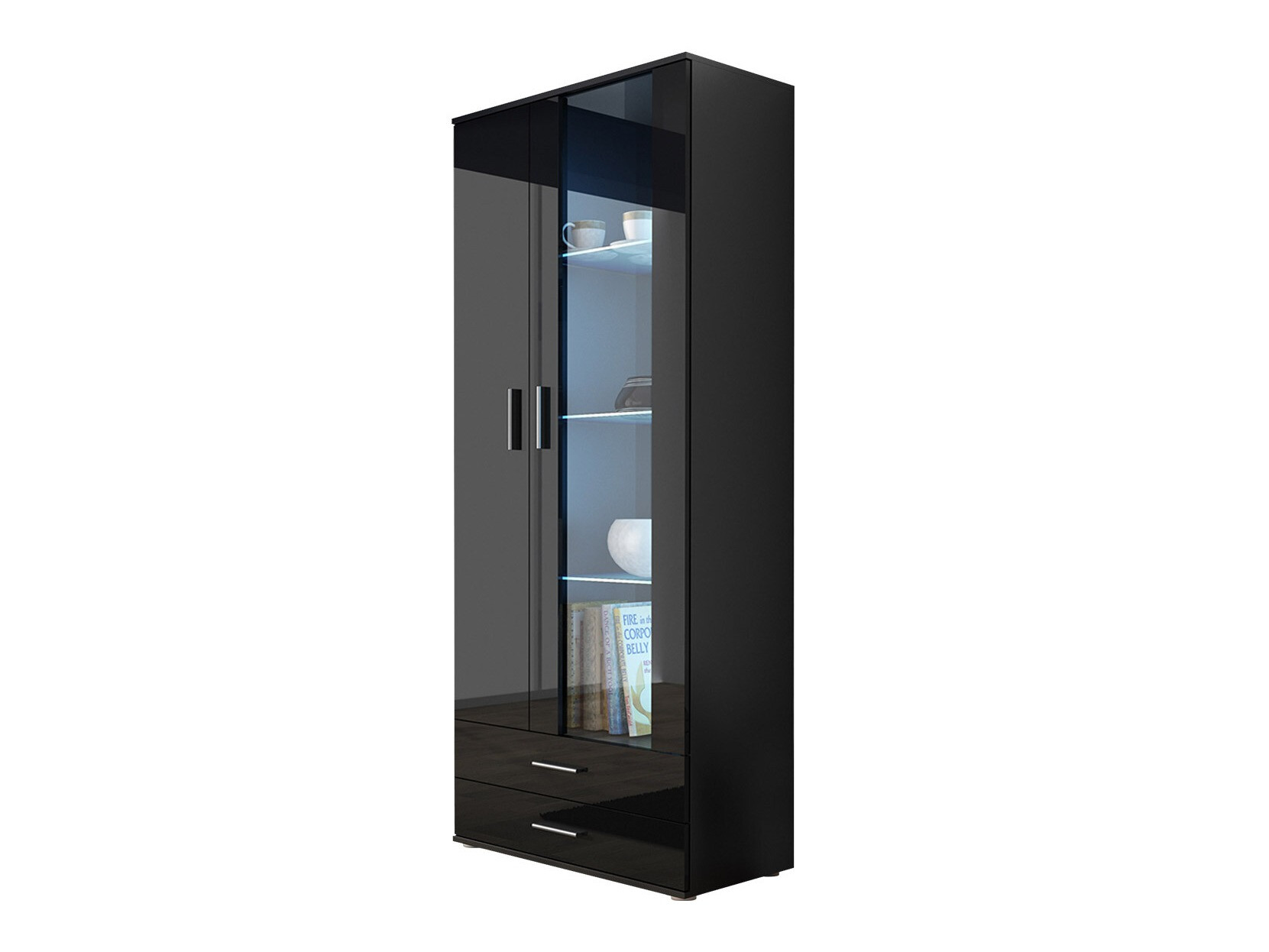 Polica Tornola 105 (Crna + Sjajno crna)