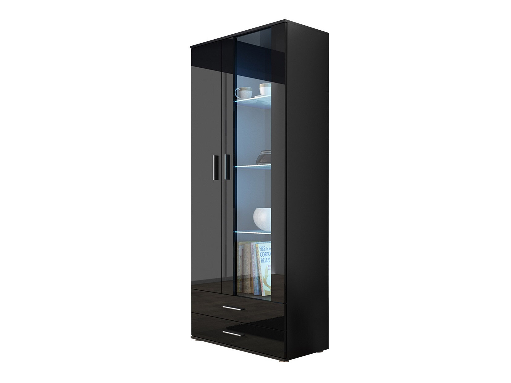 Polica Tornola 105 (Crna + Sjajno crna)