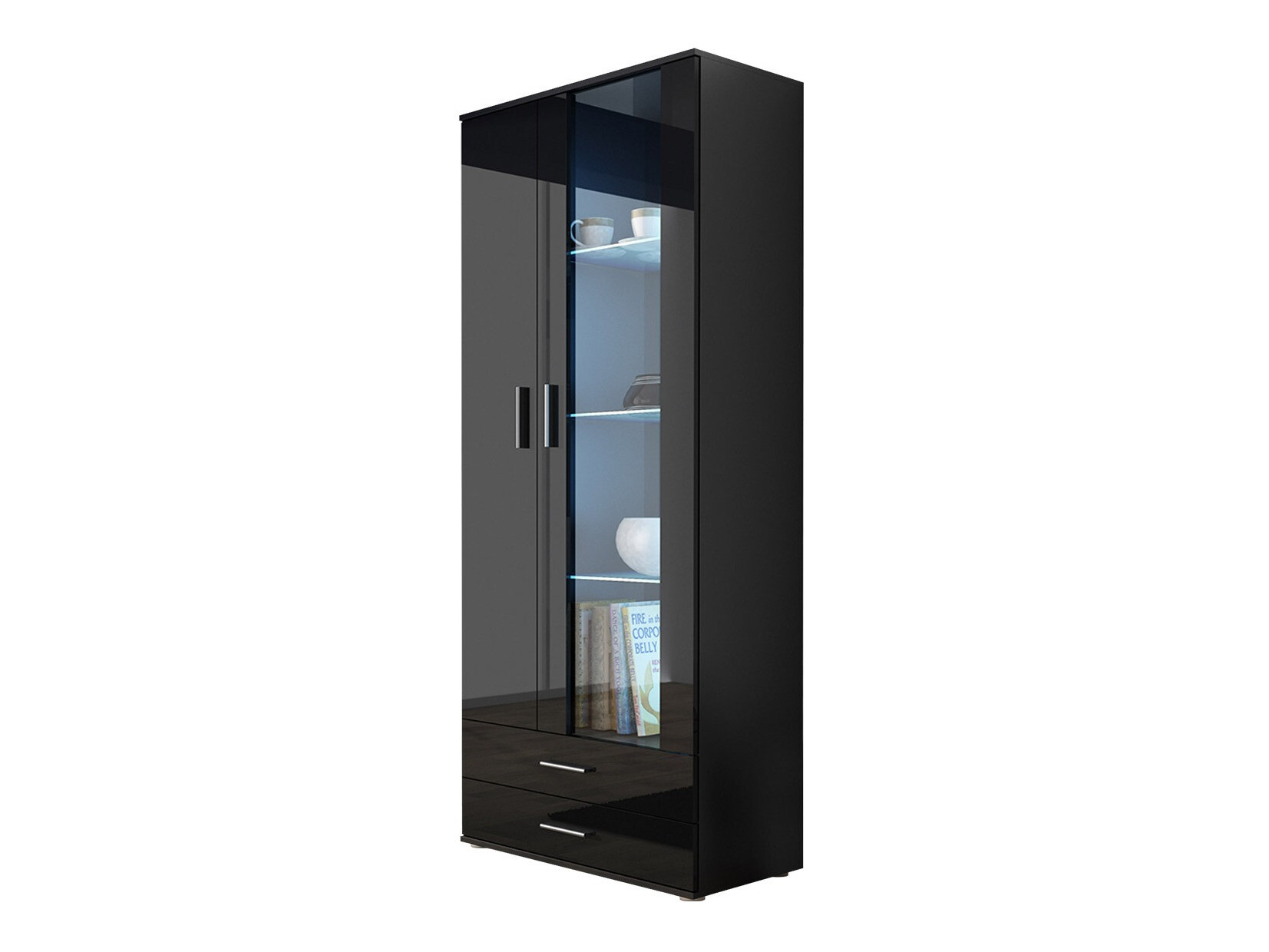 Polica Tornola 105 (Crna + Sjajno crna)