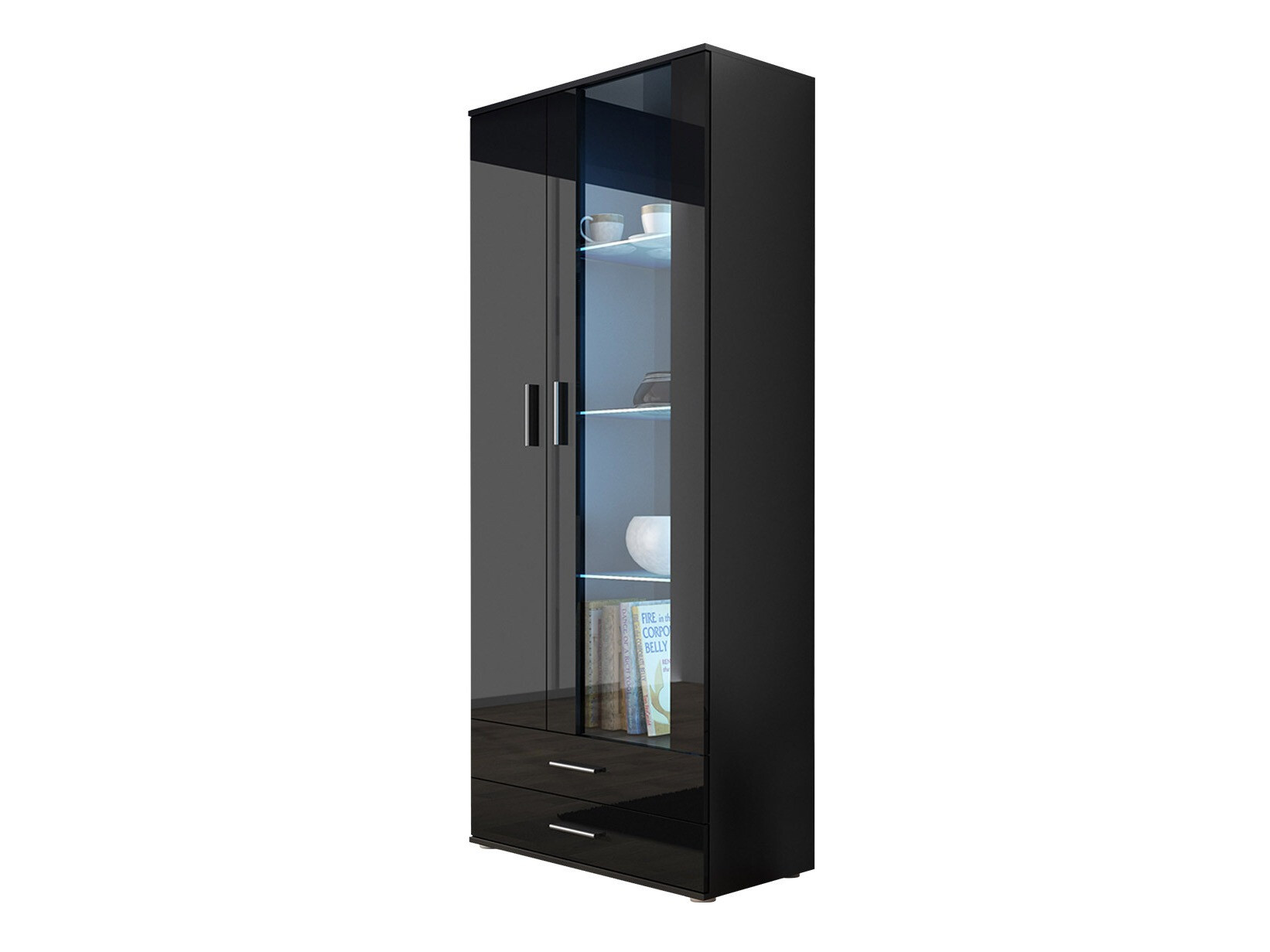 Polica Tornola 105 (Crna + Sjajno crna)