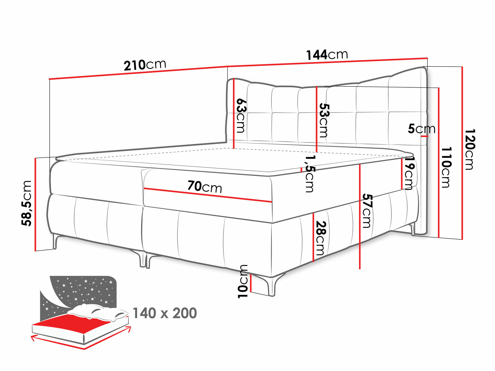 Boxspring krevet Littera (Freya 210.30)