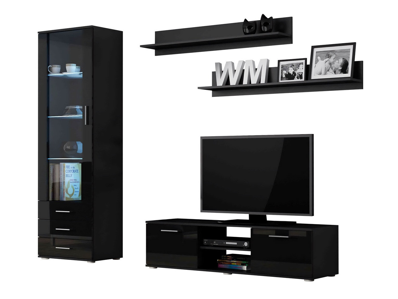 Dnevni boravak Tornola 110 (Crna + Sjajno crna)