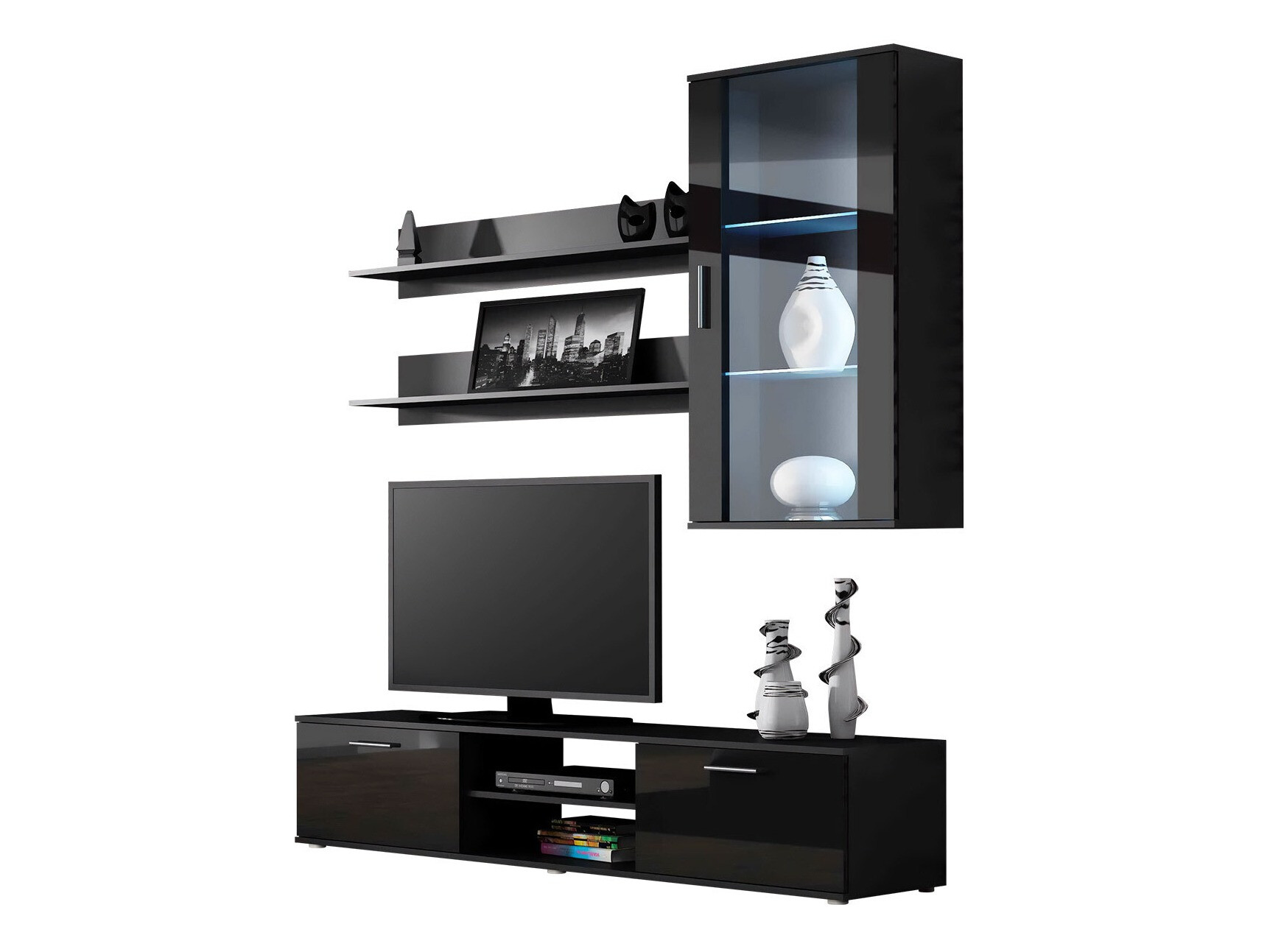 Set za dnevni boravak Tornola 113 (Crna + Sjajno crna)