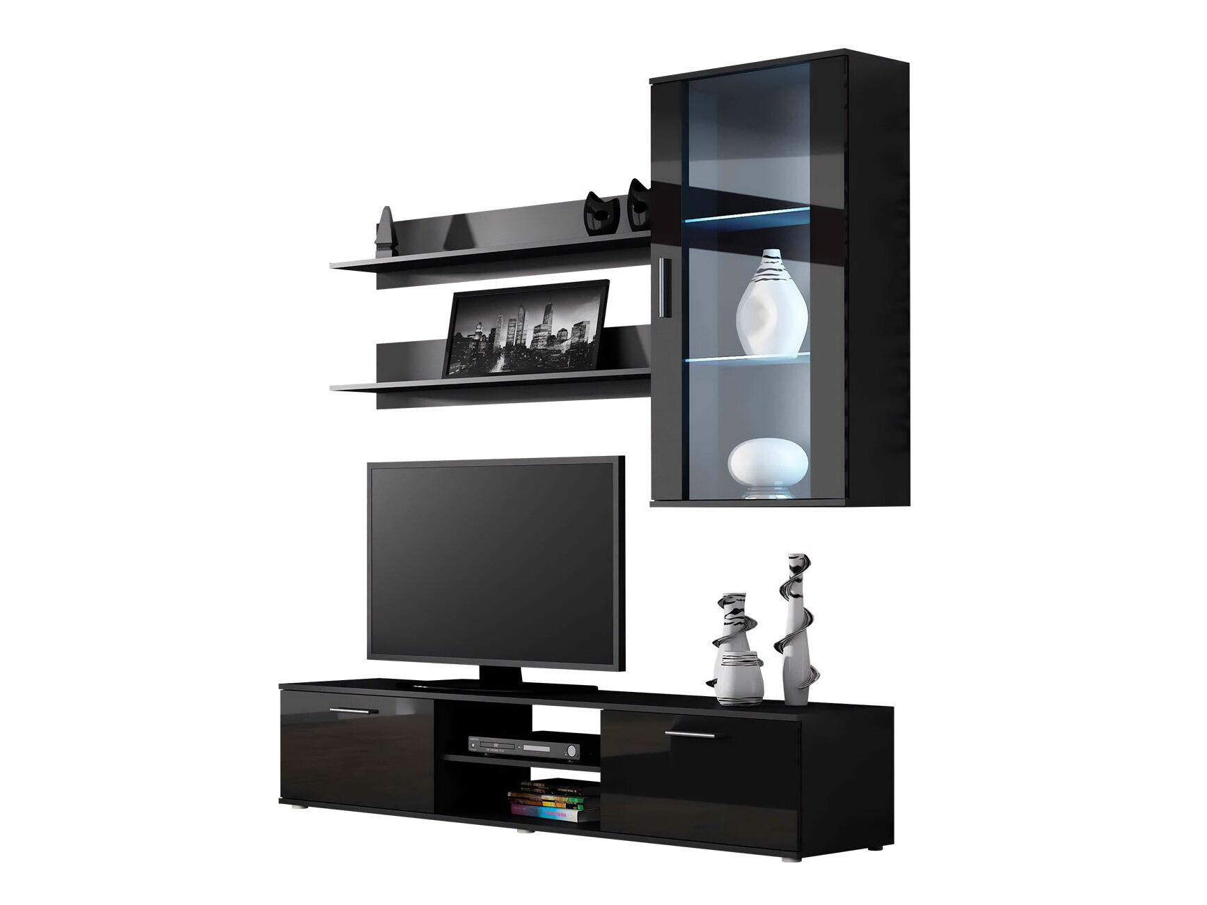 Set za dnevni boravak Tornola 113 (Crna + Sjajno crna)