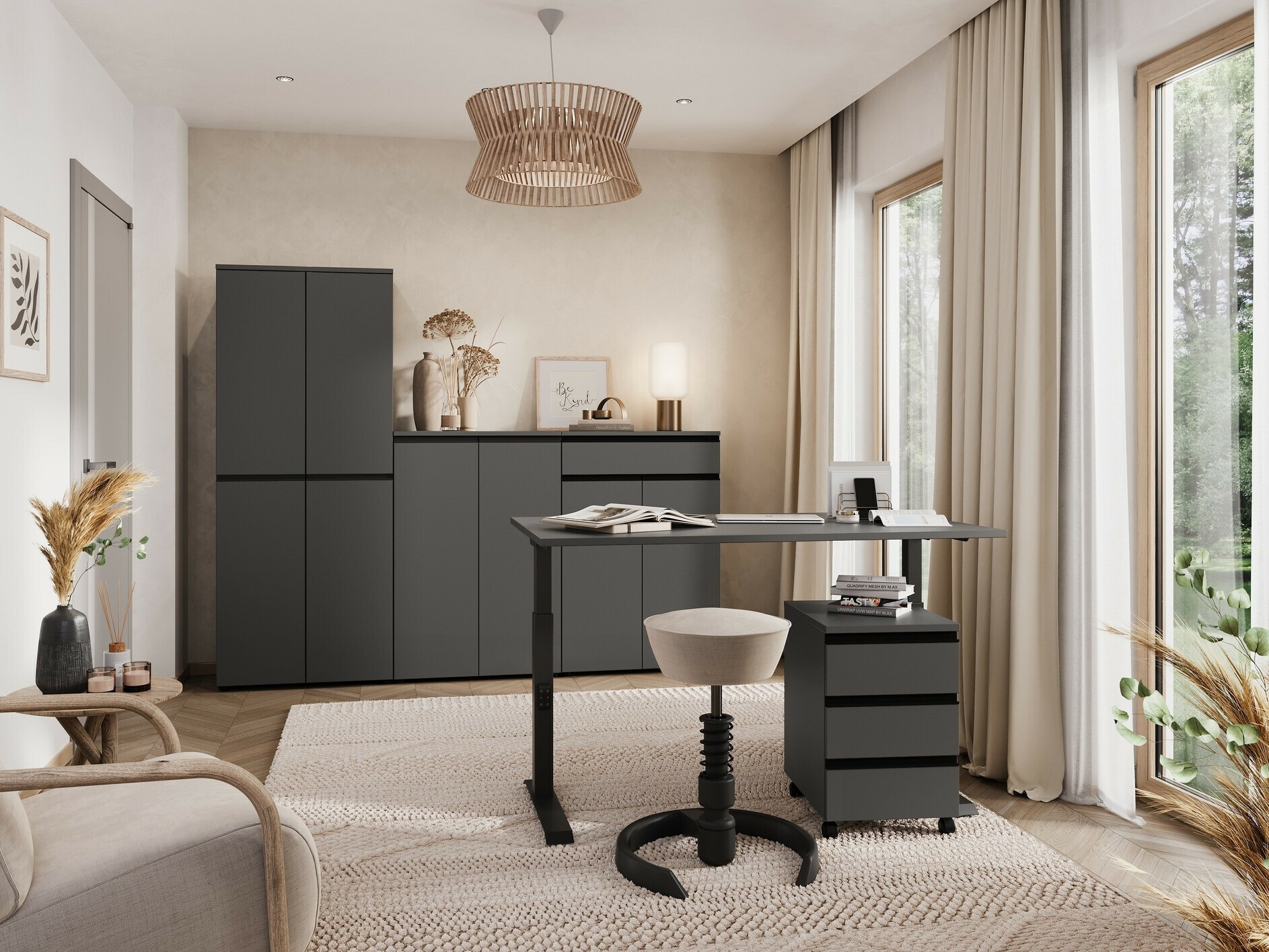 Uredski stol Vesbeno 109 (Grafit + Crna)