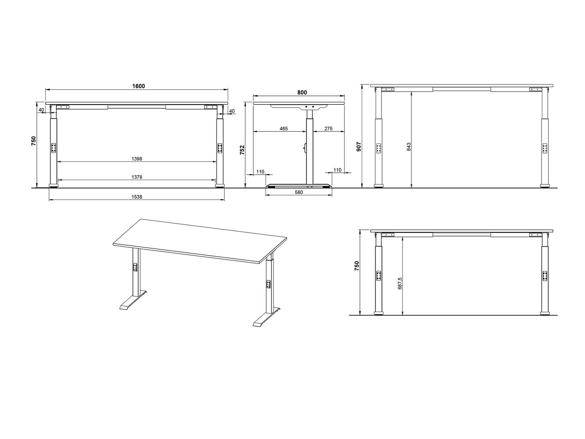 Uredski stol Vesbeno 110 (Grafit + Crna)