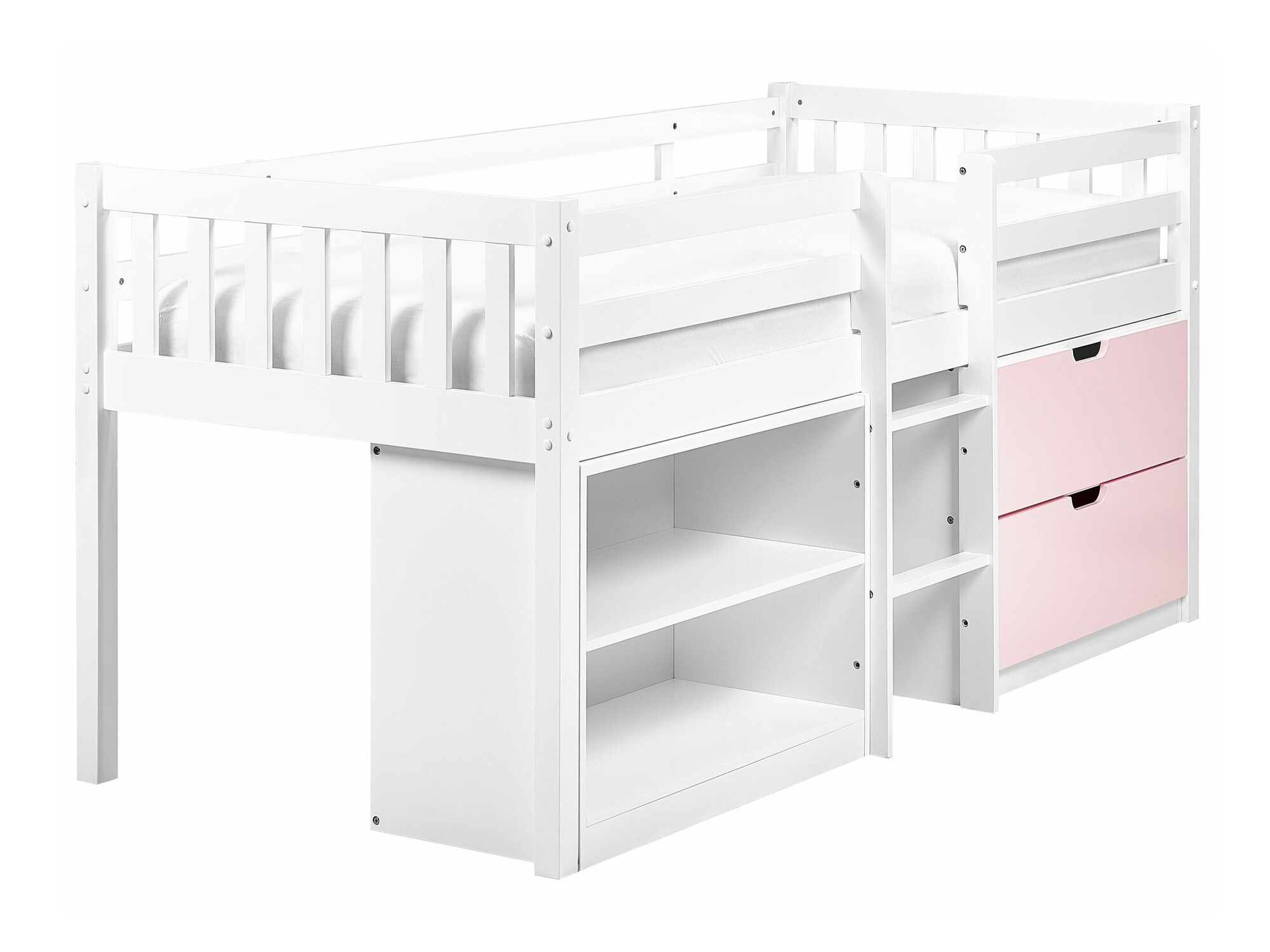 Krevet na platformi Berwyn 2199 (Bijela + Ružičasta)