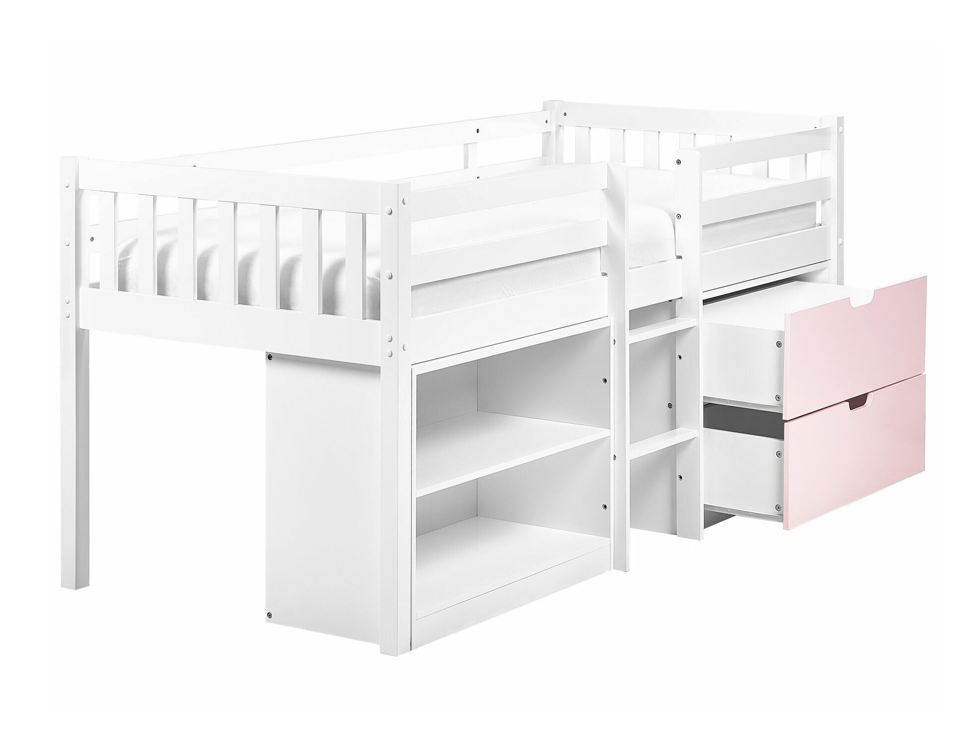 Krevet na platformi Berwyn 2199 (Bijela + Ružičasta)