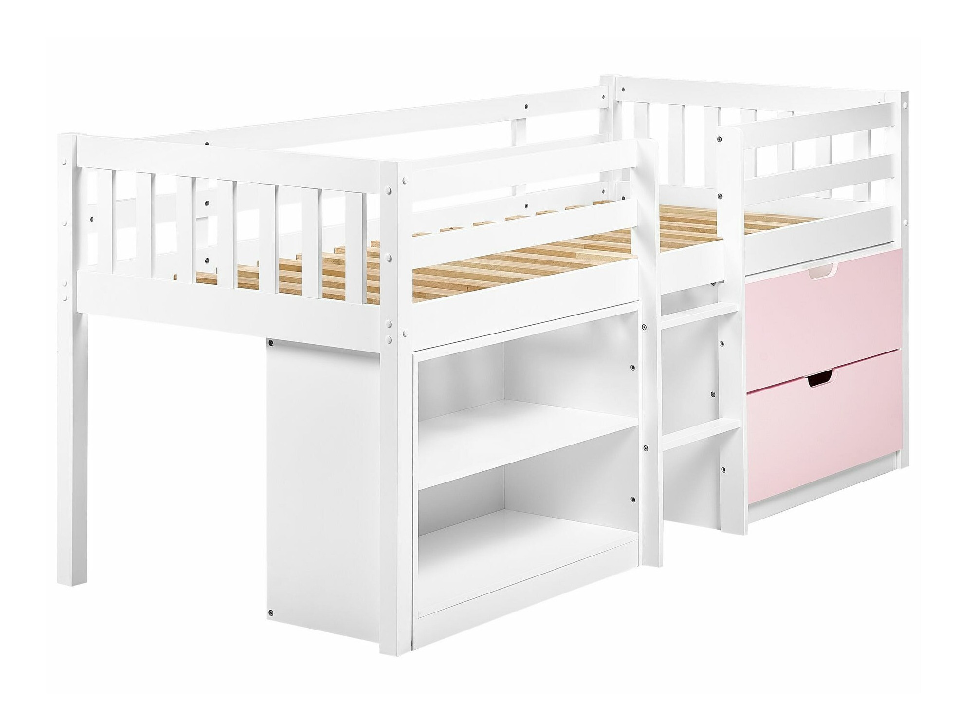 Krevet na platformi Berwyn 2199 (Bijela + Ružičasta)