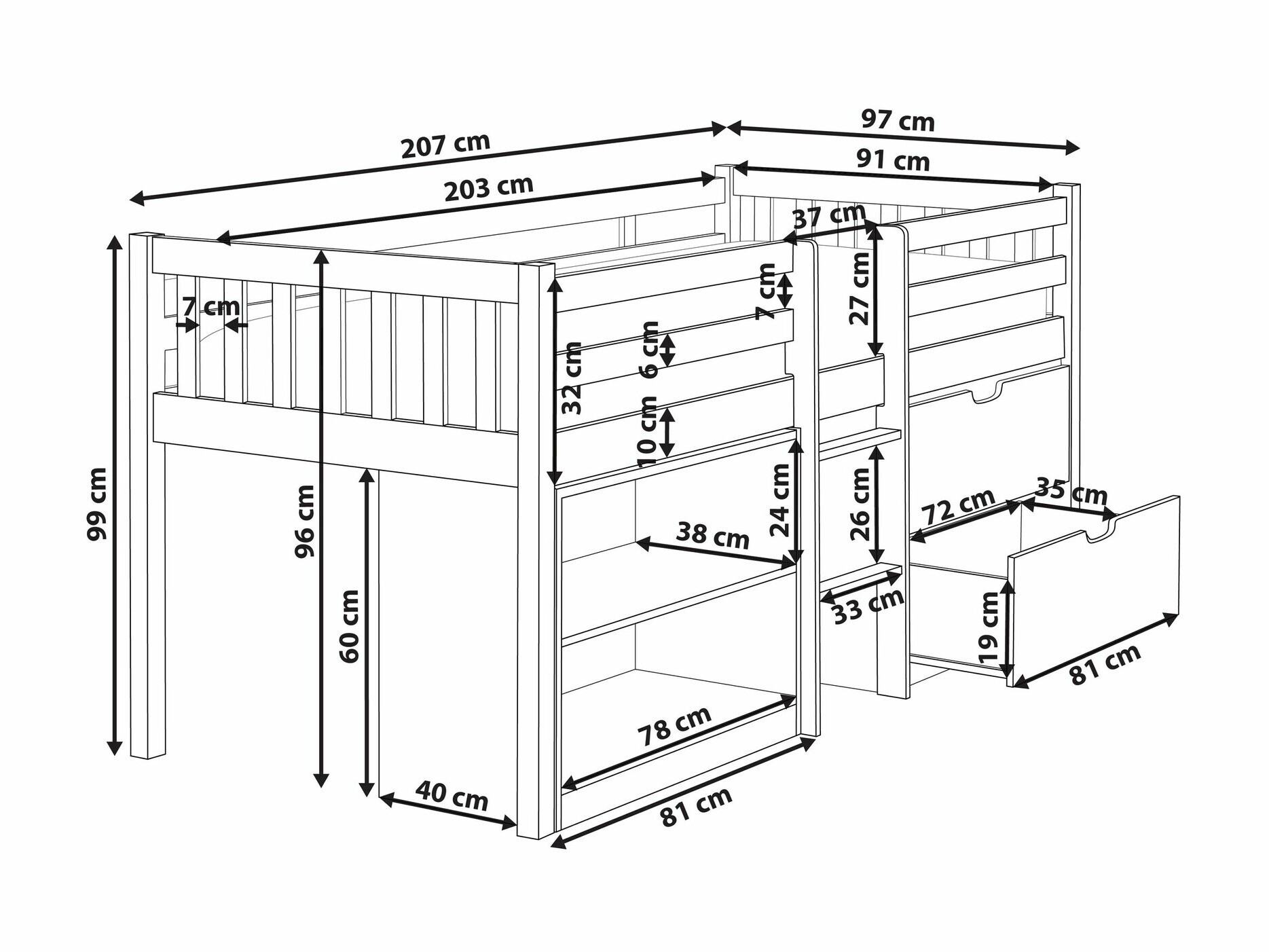 Krevet na platformi Berwyn 2199 (Bijela + Ružičasta)