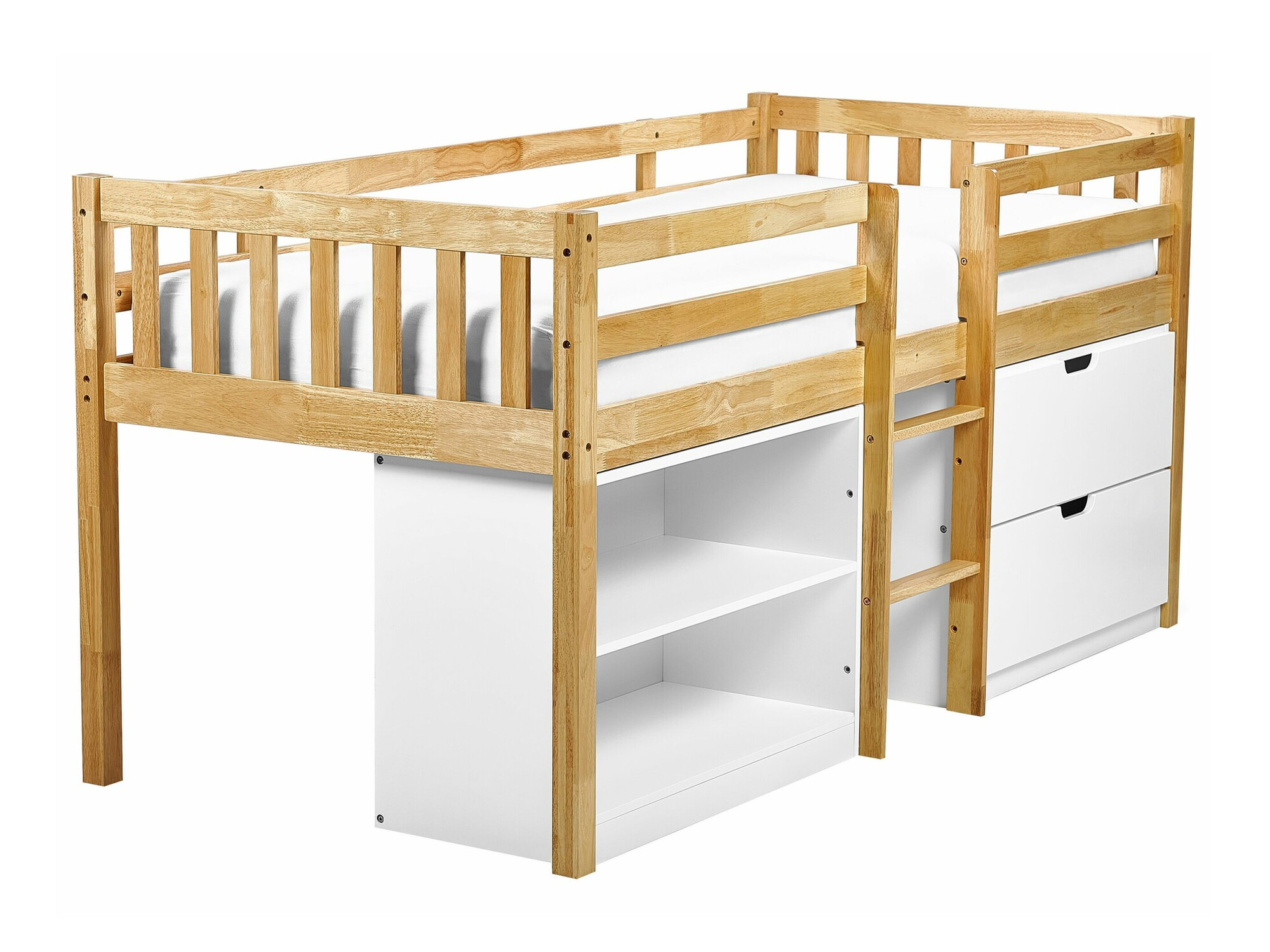 Krevet na platformi Berwyn 2199 (Svijetlo drvo + Bijela)