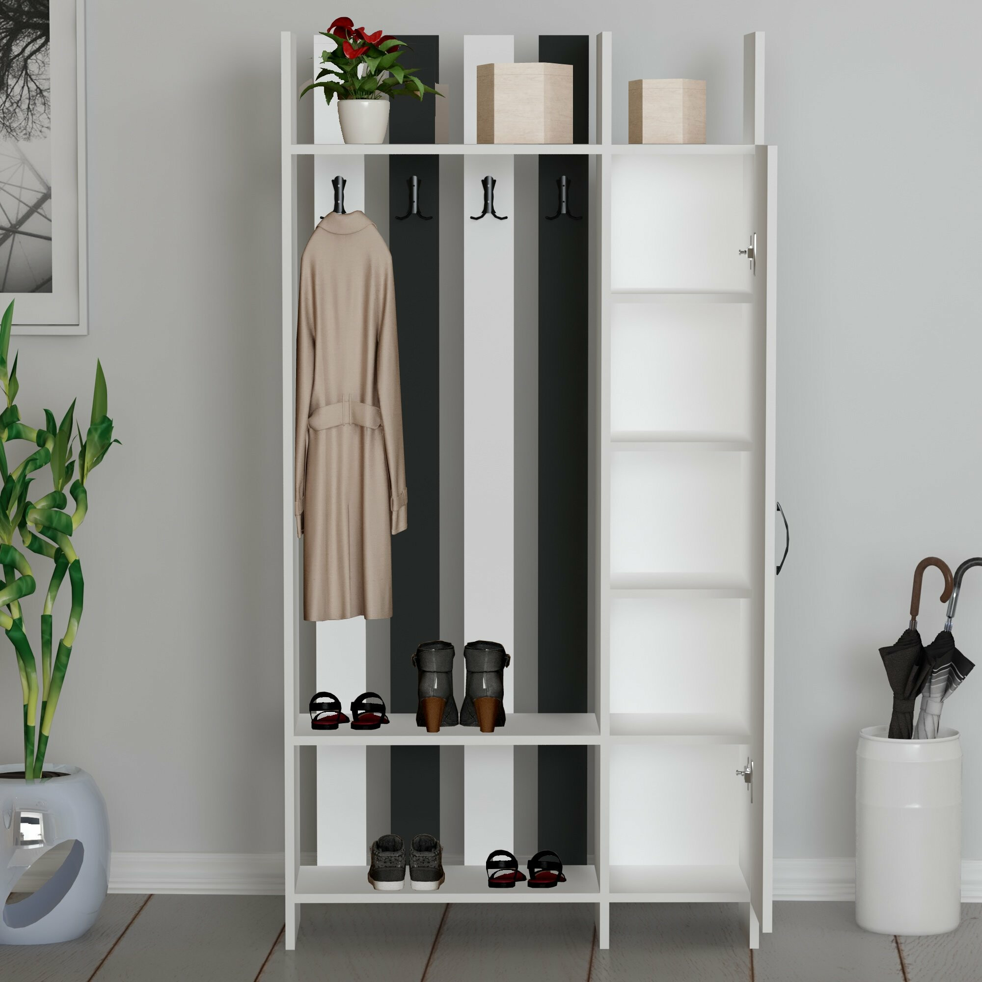 Set za hodnik Kailua 2272 (Bijela + Antracit)