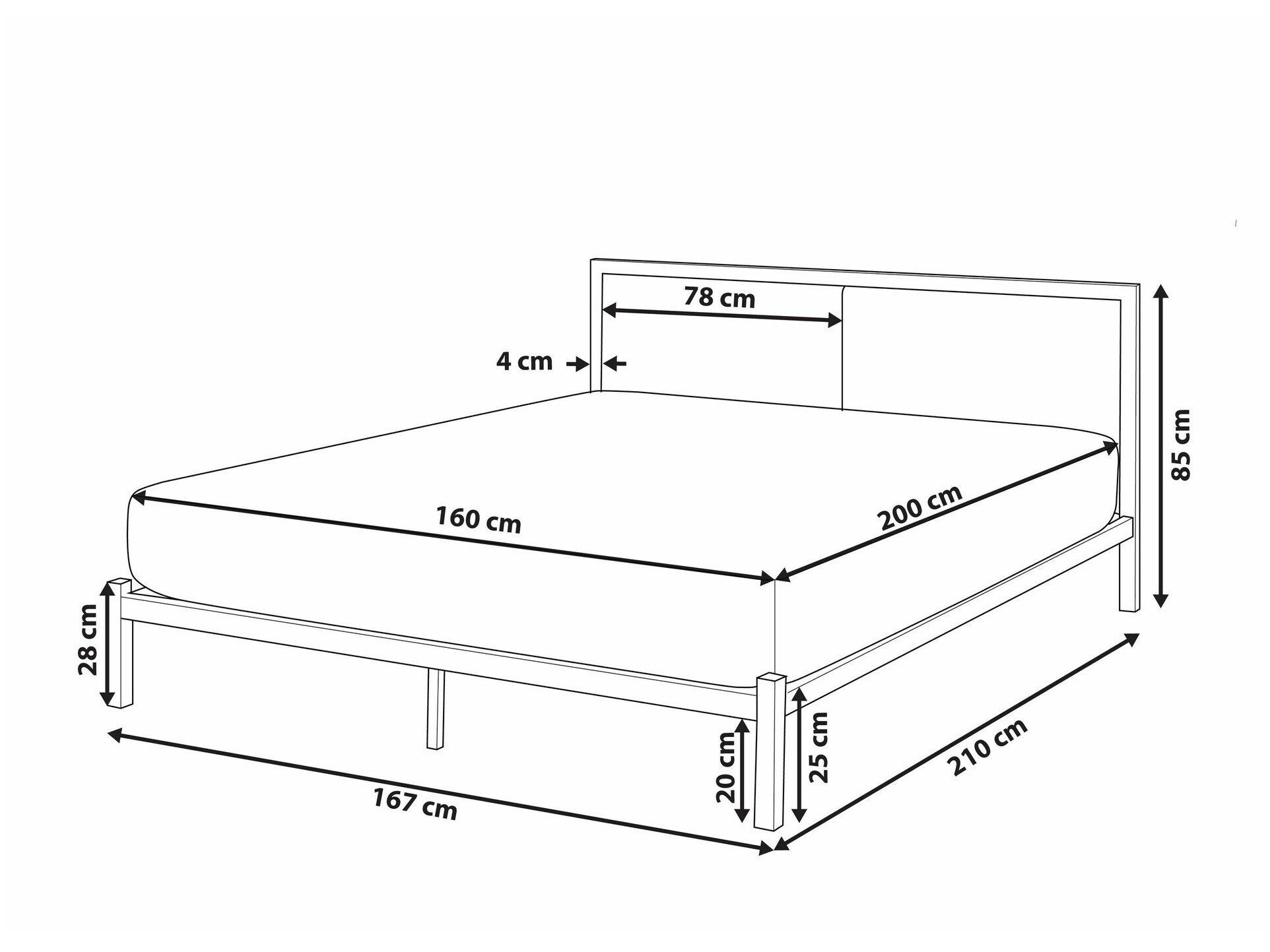 Krevet Berwyn 760 (Crna + Siva)